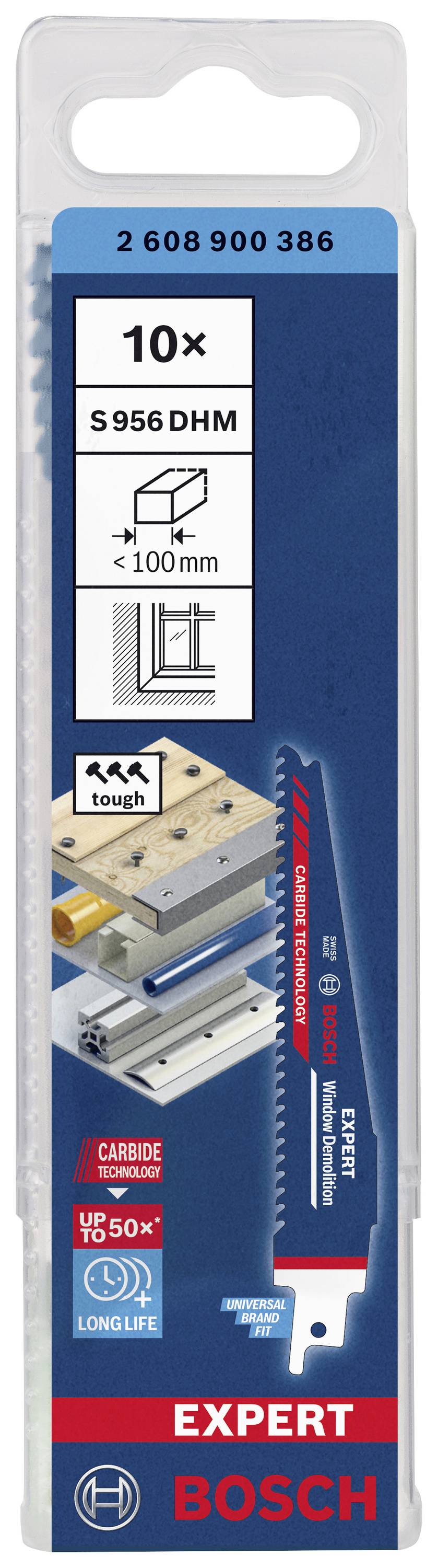 Bosch Accessories 2608900386 EXPERT ‘Window Demolition’ S 956 DHM Säbelsägeblatt, 10 Stück Sägeblatt-Länge 150 mm 10 St.