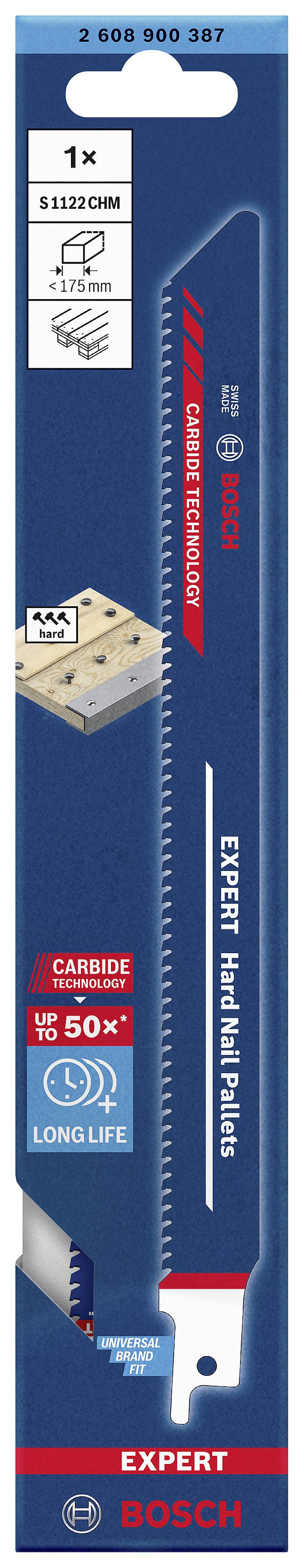 Bosch Accessories 2608900387 EXPERT ‘Hard Nail Pallets’ S 1122 CHM Säbelsägeblatt, 1 Stück Sägeblatt-Länge 225mm 1St.
