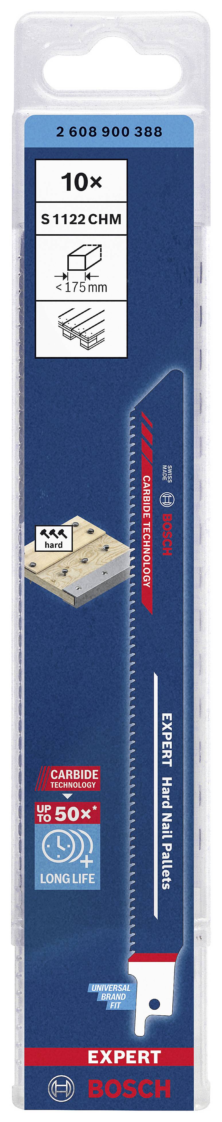 Bosch Accessories 2608900388 EXPERT ‘Hard Nail Pallets’ S 1122 CHM Säbelsägeblatt, 10 Stück Sägeblatt-Länge 225mm 10St.