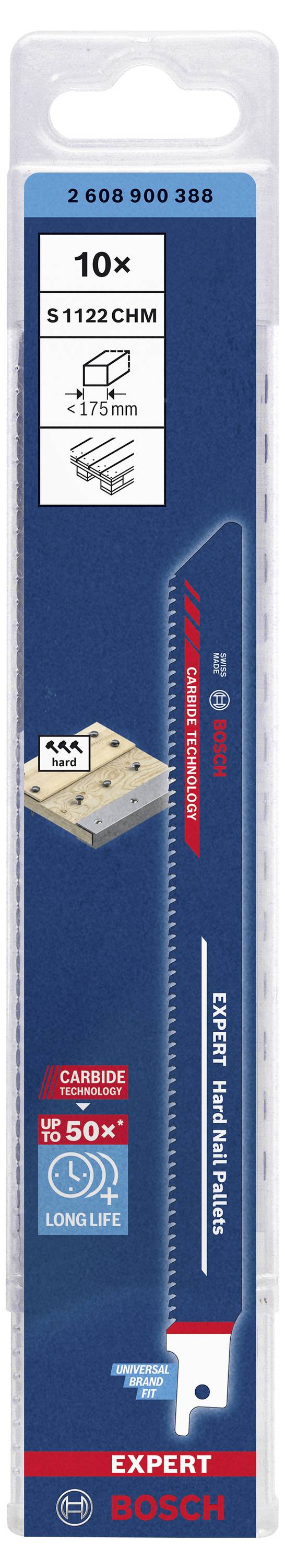 Bosch Accessories 2608900388 EXPERT ‘Hard Nail Pallets’ S 1122 CHM Säbelsägeblatt, 10 Stück Sägeblatt-Länge 225mm 10St.