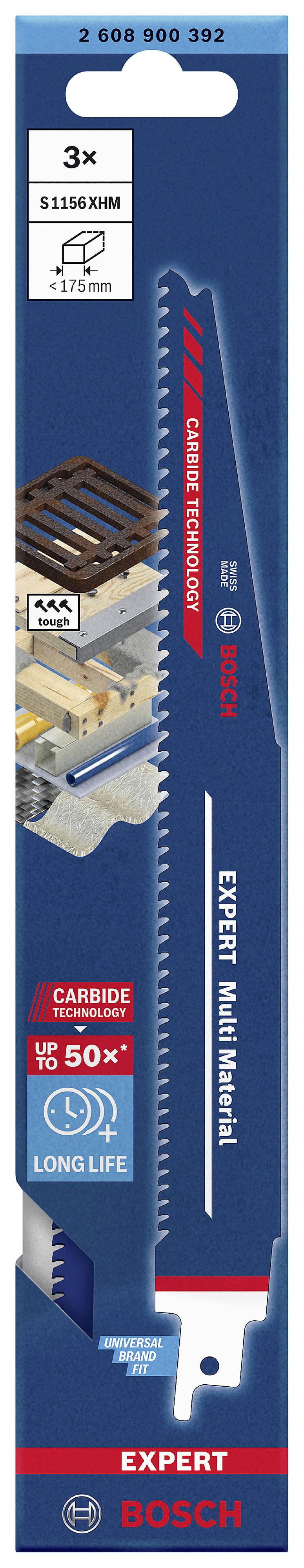 Bosch Accessories 2608900392 EXPERT ‘Multi Material’ S 1156 XHM Säbelsägeblatt, 3 Stück Sägeblatt-Länge 225mm 3St.