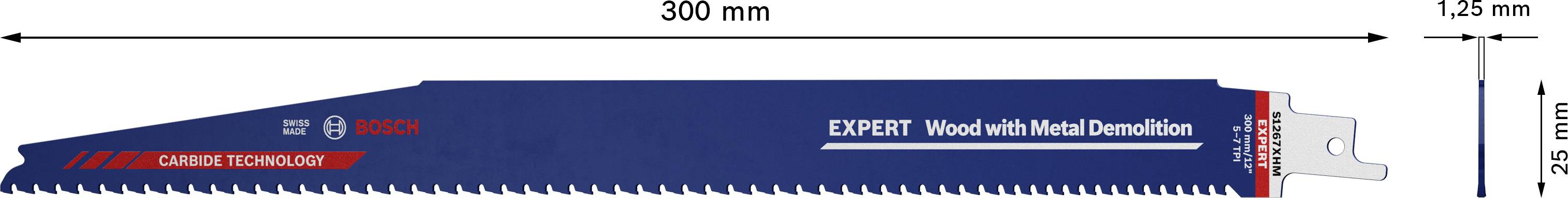 Bosch Accessories 2608900402 EXPERT ‘Wood with Metal Demolition’ S 1267 XHM Säbelsägeblatt, 10 Stück Sägeblatt-Länge 300 mm 10 St.