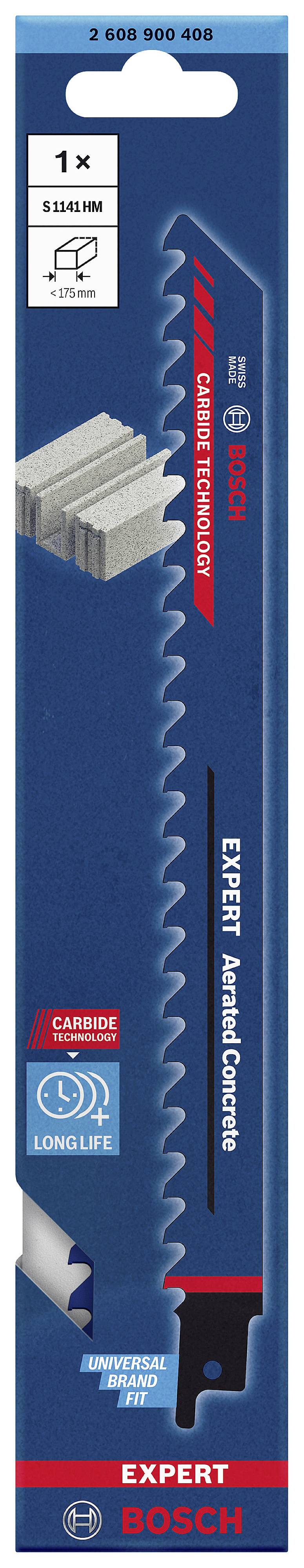 Bosch Accessories 2608900408 EXPERT ‘Aerated Concrete’ S 1141 HM Säbelsägeblatt, 1 Stück Sägeblatt-Länge 225 mm 1 St.