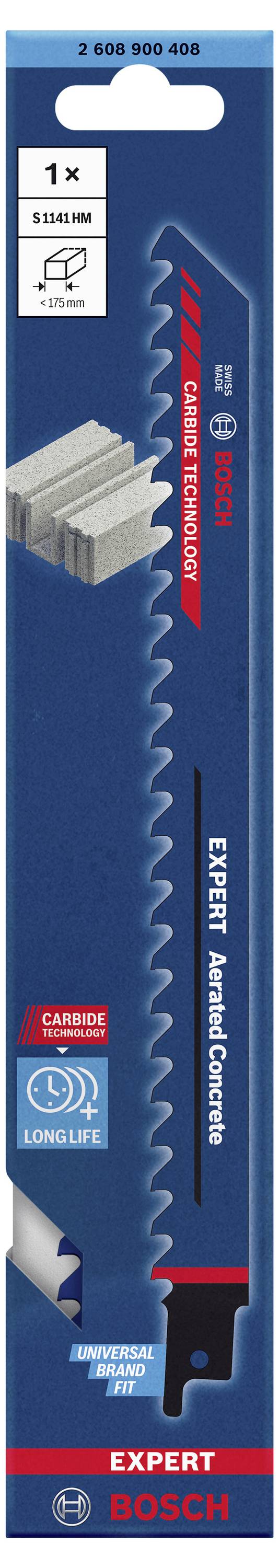 Bosch Accessories 2608900408 EXPERT ‘Aerated Concrete’ S 1141 HM Säbelsägeblatt, 1 Stück Sägeblatt-Länge 225mm 1St.
