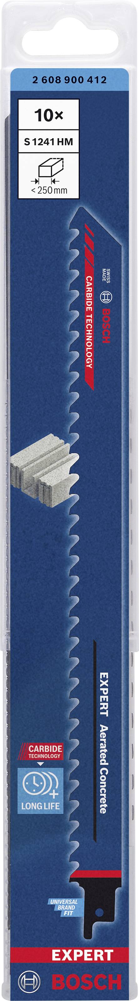 Bosch Accessories 2608900412 EXPERT ‘Aerated Concrete’ S 1241 HM Säbelsägeblatt, 10 Stück Sägeblatt-Länge 300mm 10St.
