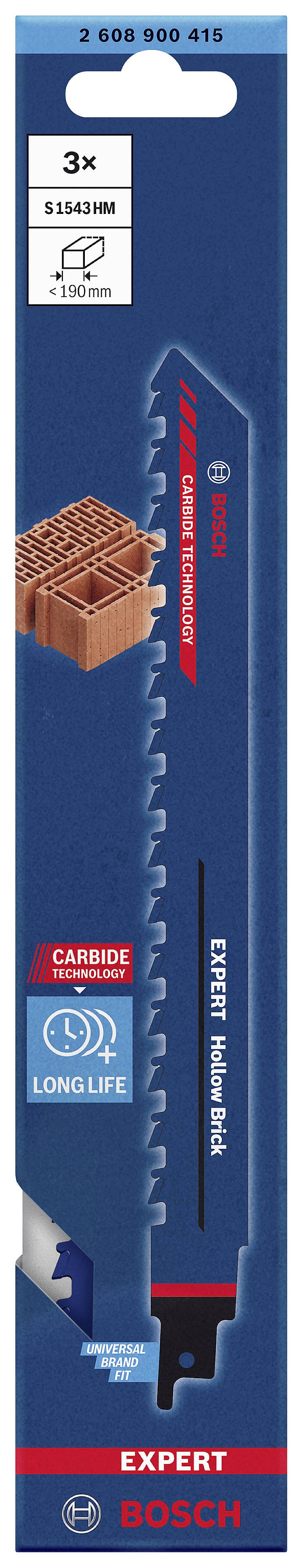 Bosch Accessories 2608900415 EXPERT ‘Hollow Brick’ S 1543 HM Säbelsägeblatt, 3 Stück Sägeblatt-Länge 240 mm 3 St.