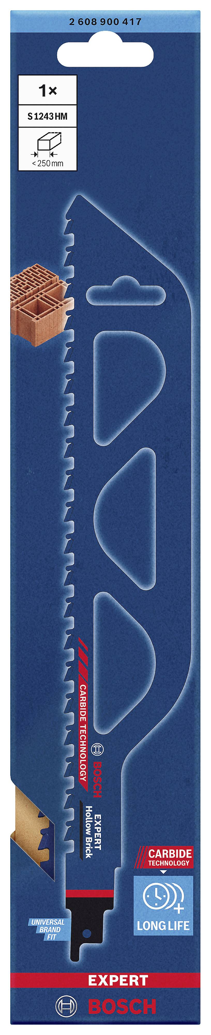 Bosch Accessories 2608900417 EXPERT ‘Hollow Brick’ S 1243 HM Säbelsägeblatt, 1 Stück Sägeblatt-Länge 300 mm 1 St.