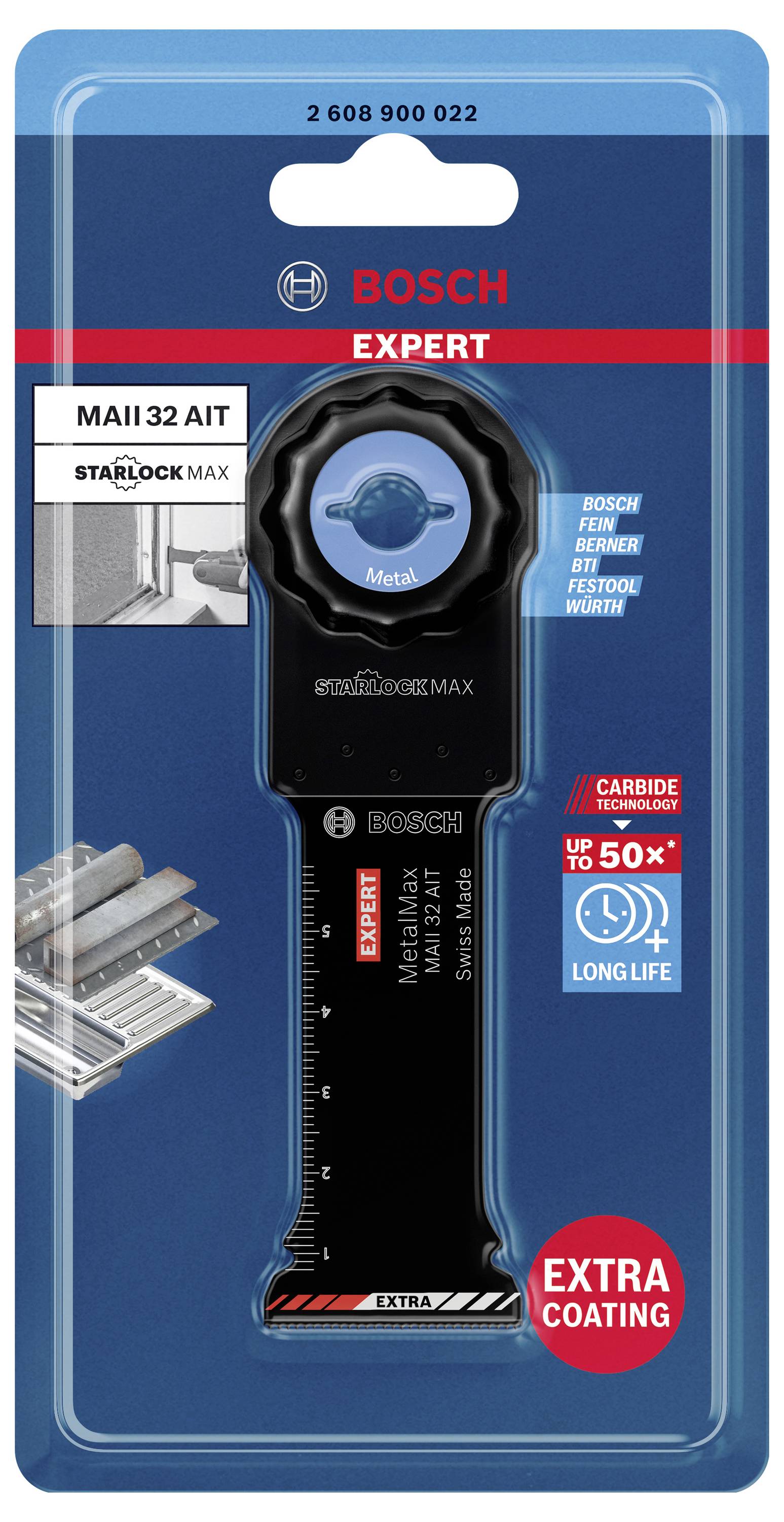 'BOSCH' Metall-Sägeblatt für Starlock Max, mit verbesserter Haltbarkeit, extra Beschichtung und geeignet für Metallschneidarbeiten.