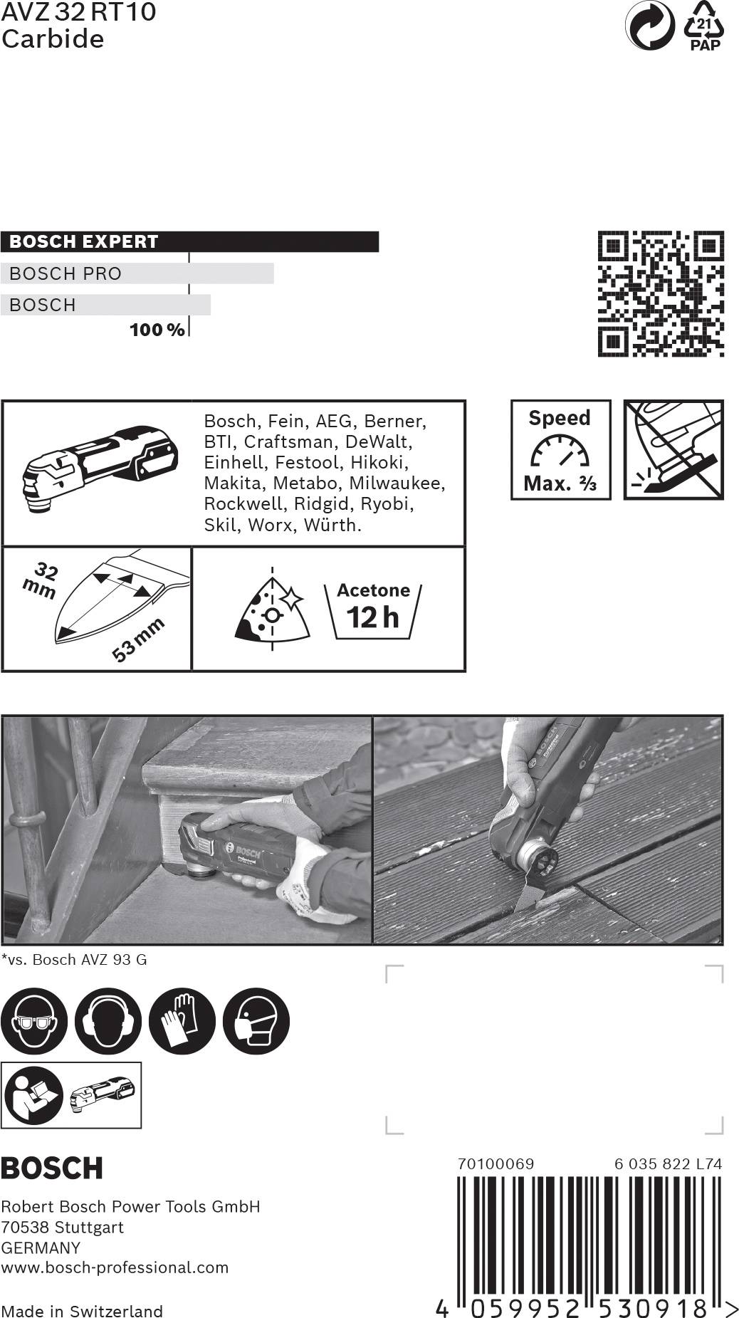 Bosch Accessories 2608900039 EXPERT Sanding Finger Fine AVZ 32 RT10 Carbide-RIFF Schleifplatte 1 Stück 32 mm 1 St.