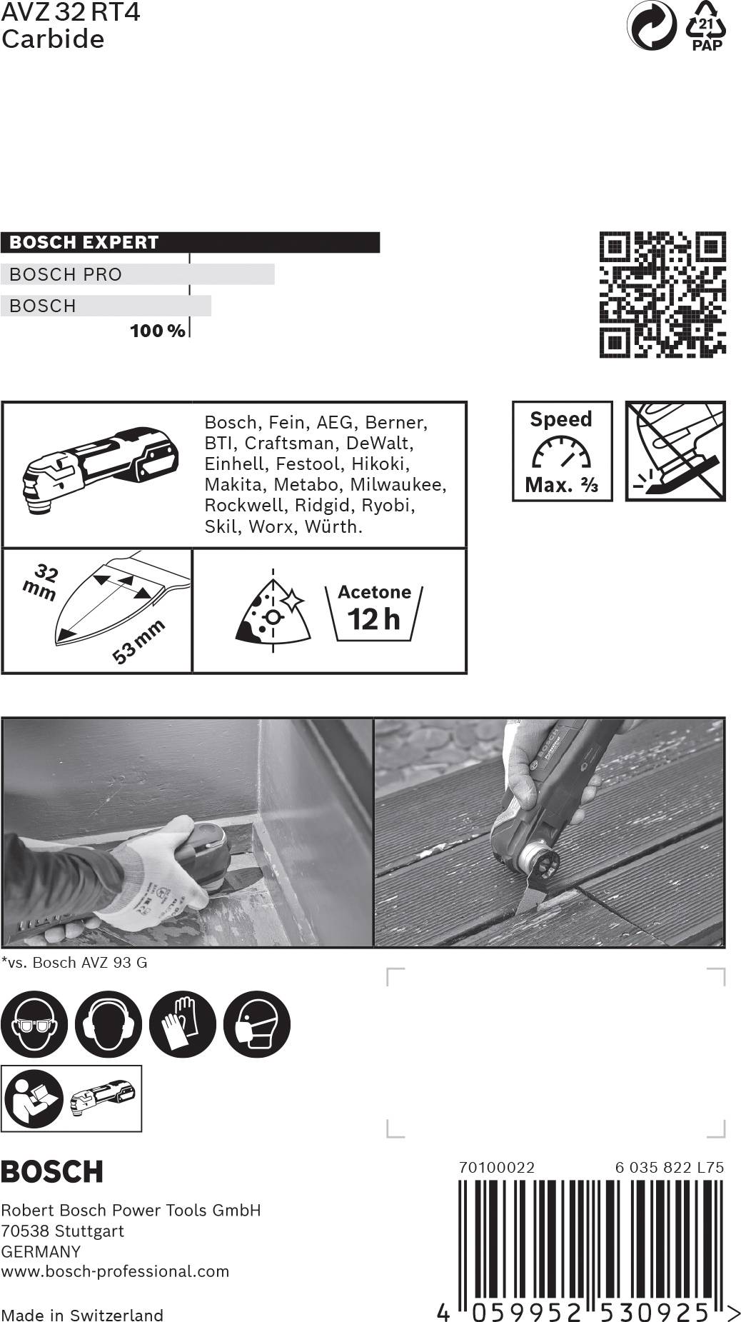 Bosch Accessories 2608900040 EXPERT Sanding Finger Coarse AVZ 32 RT4 Carbide-RIFF Schleifplatte 1 Stück 32 mm 1 St.