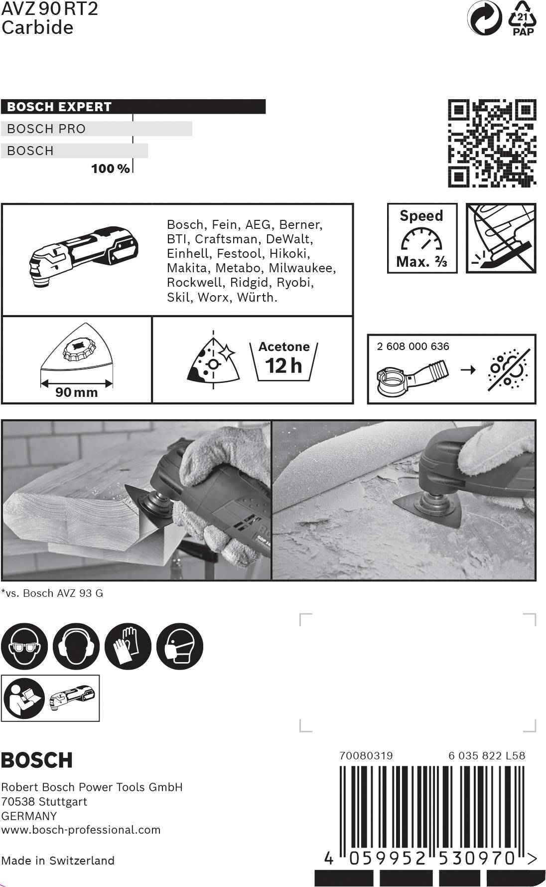 Bosch Accessories 2608900045 EXPERT Sanding Plate AVZ 90 RT2 Carbide-RIFF Schleifplatte 1 Stück 1 St.