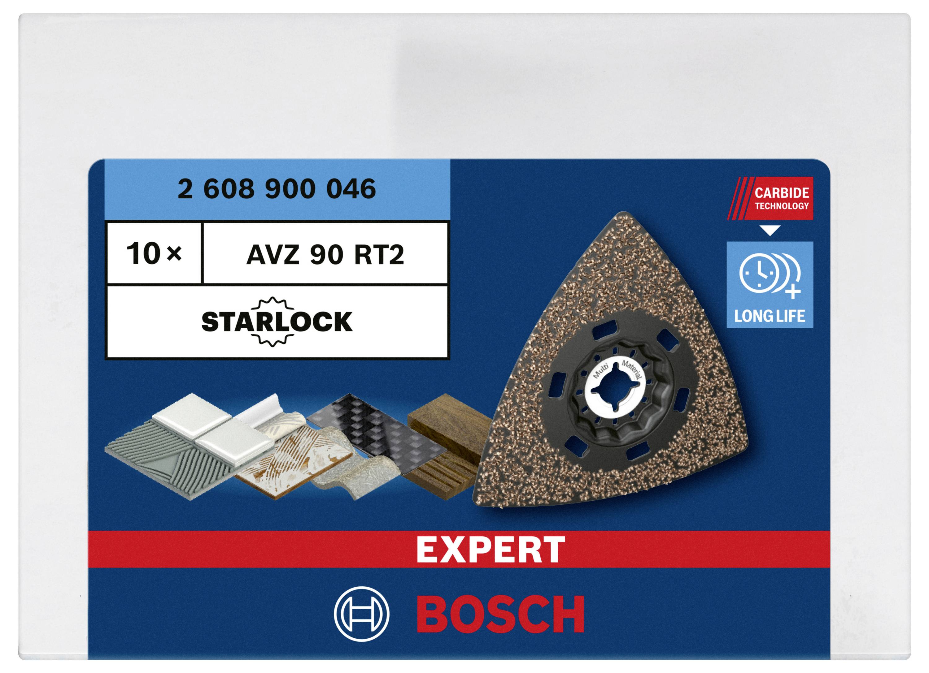 Dreieck-Schleifblatt für Multi-Tool, Starlock, geeignet für Fliesen und Holz, langlebig, Packung enthält 10 Stück, Marke Bosch.