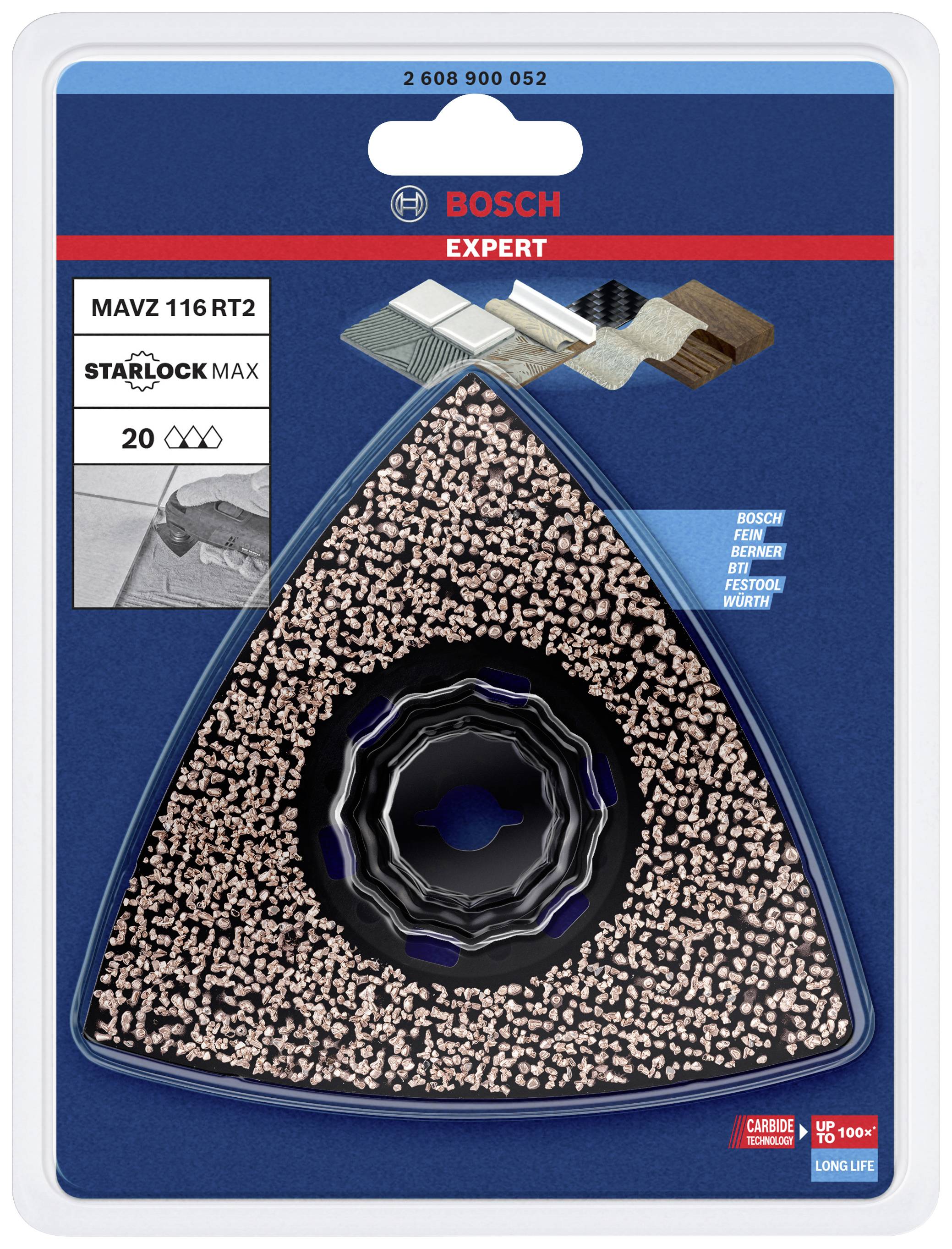 Bosch Accessories 2608900052 EXPERT Sanding Plate MAVZ 116 RT2 Carbide-RIFF Schleifplatte 1 Stück 1St.