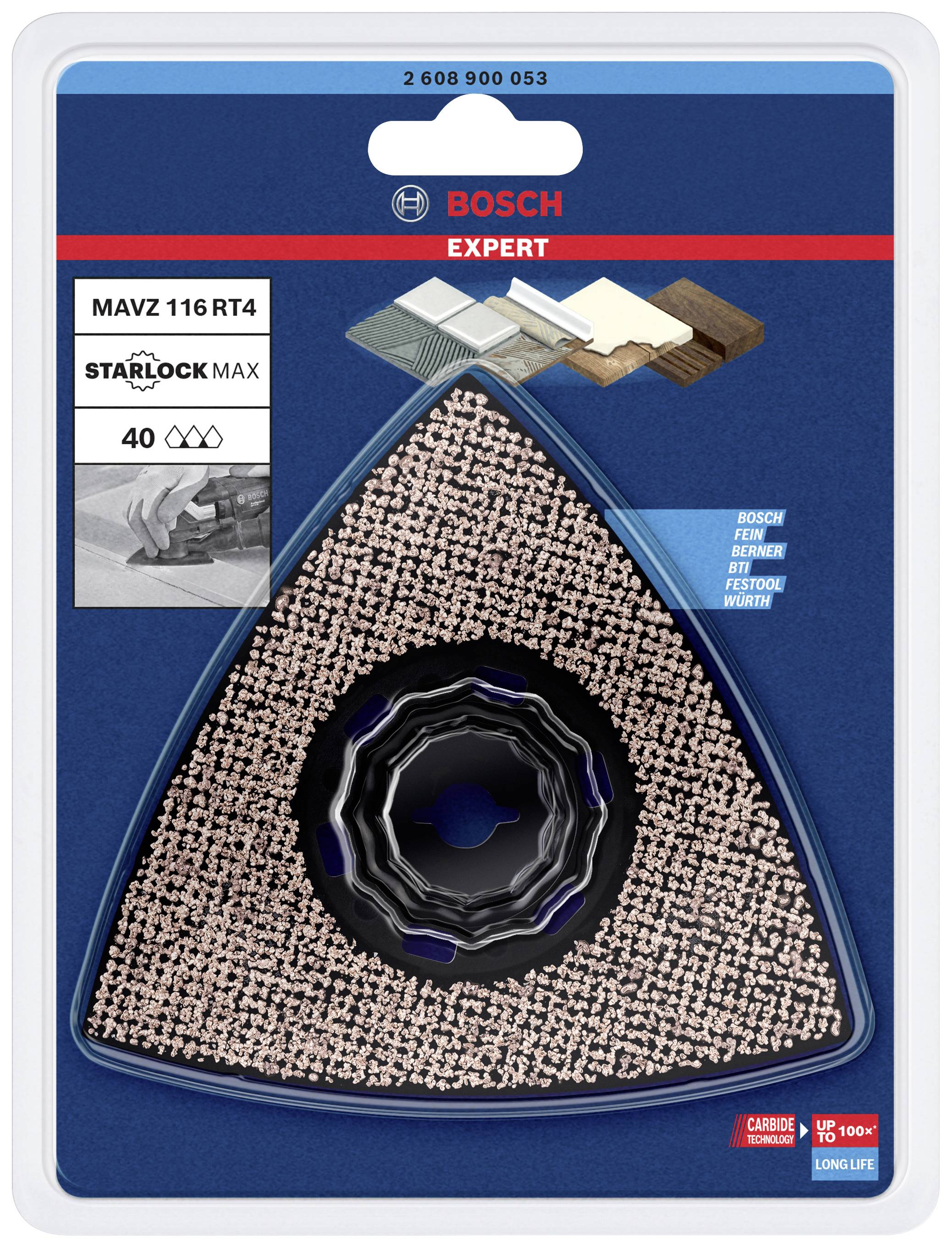 Dreieckiger Schleifaufsatz von Bosch für Multifunktionswerkzeuge, geeignet für Holz, Farbe und Metall, kompatibel mit Starlock MAX.