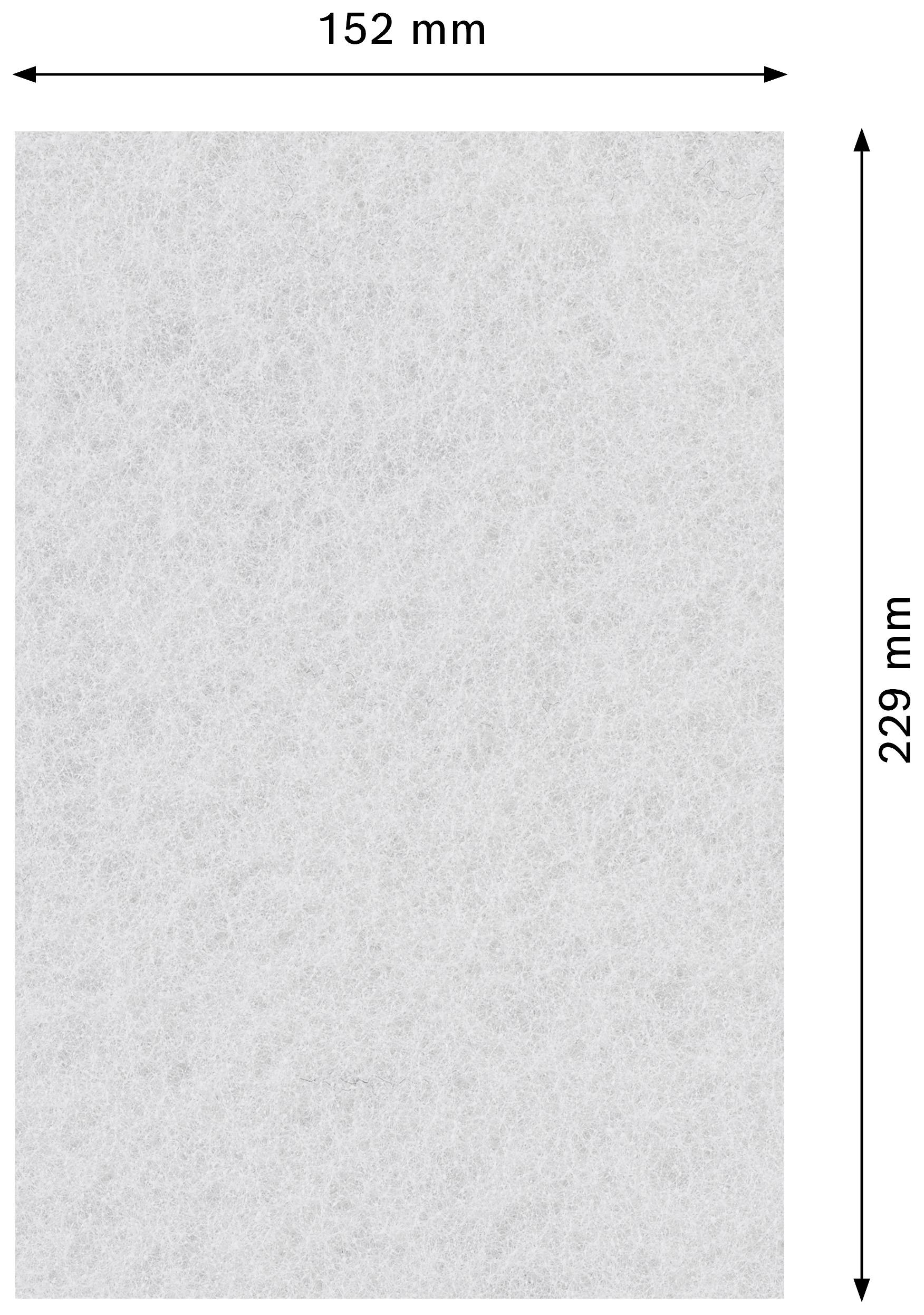 Weiße rechteckige Fläche mit Abmessungen 152 mm Breite und 229 mm Höhe, dargestellt durch Pfeile und Beschriftungen.
