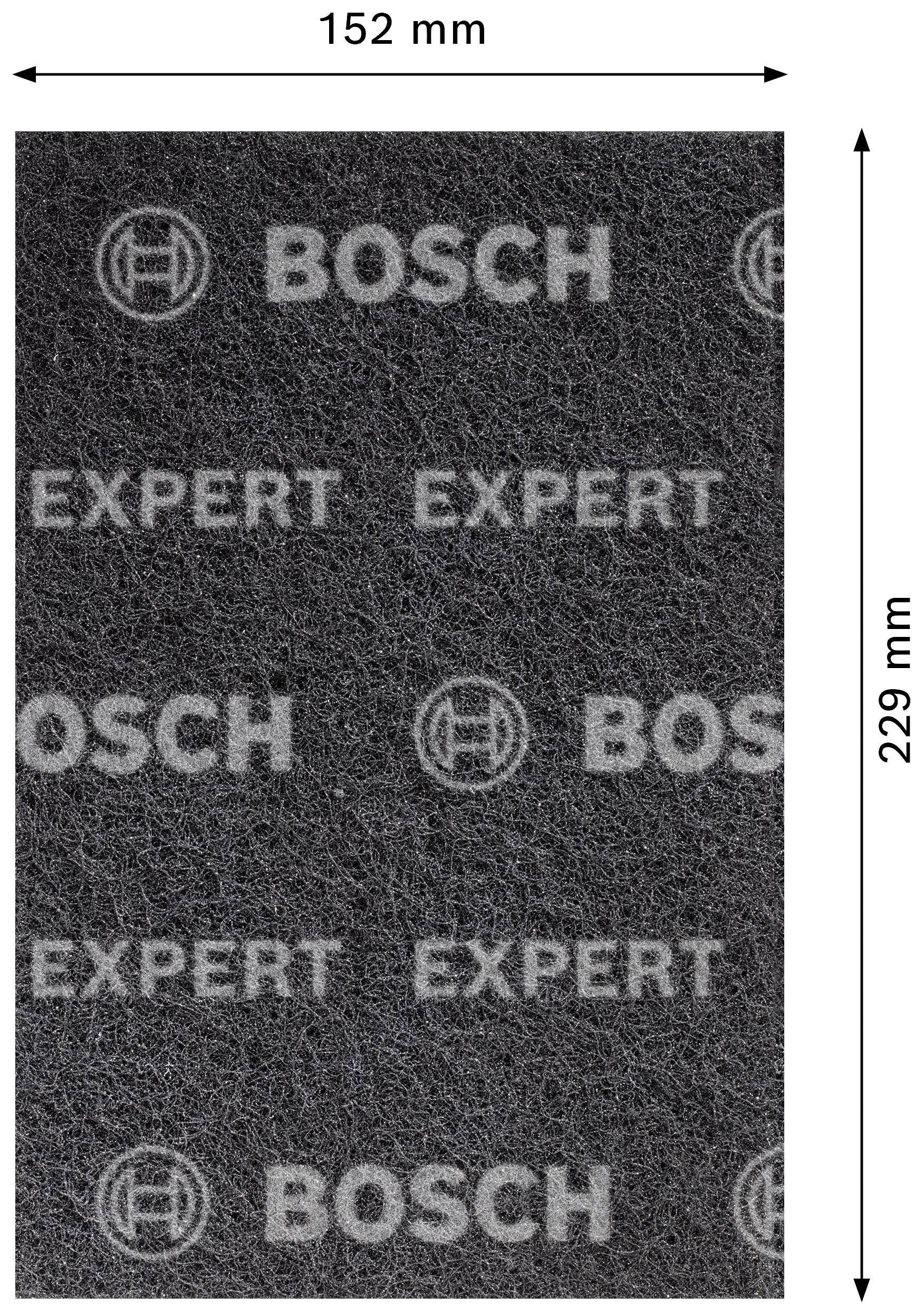 Abgebildet ist ein Bosch Expert Schleifschwamm mit den Maßen 152 mm x 229 mm.