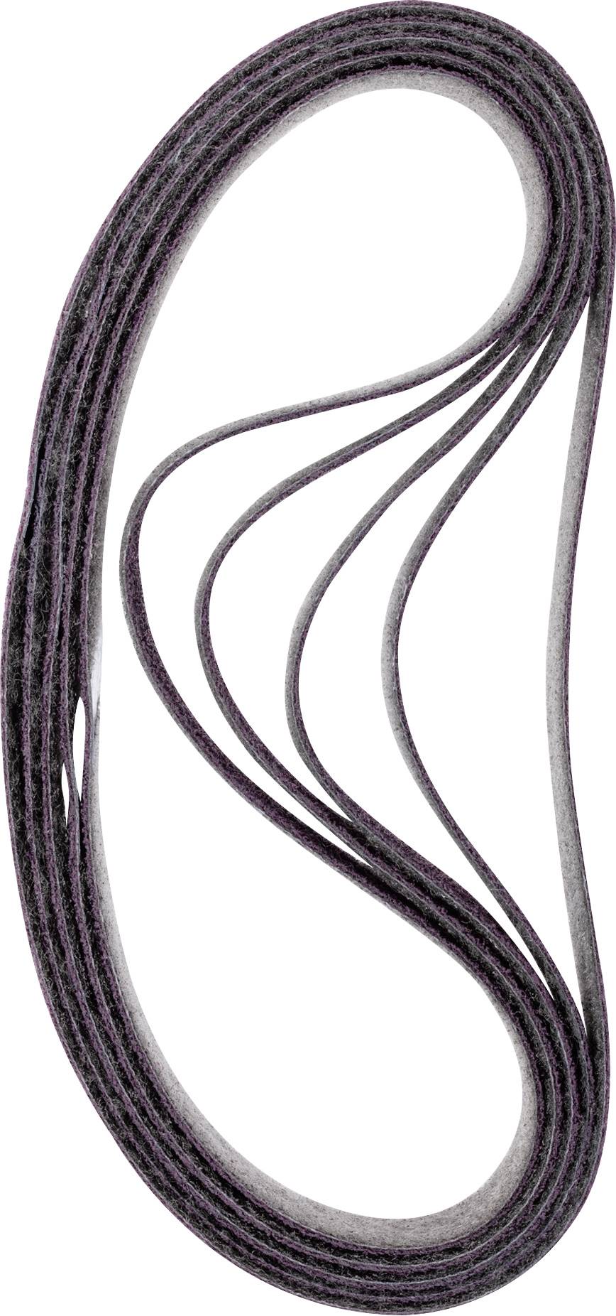 Ein schwarzer, geschlossener Ringriemen in einer Schleife gewickelt. Geeignet für Anwendungen in Maschinen- oder Automobilindustrie.