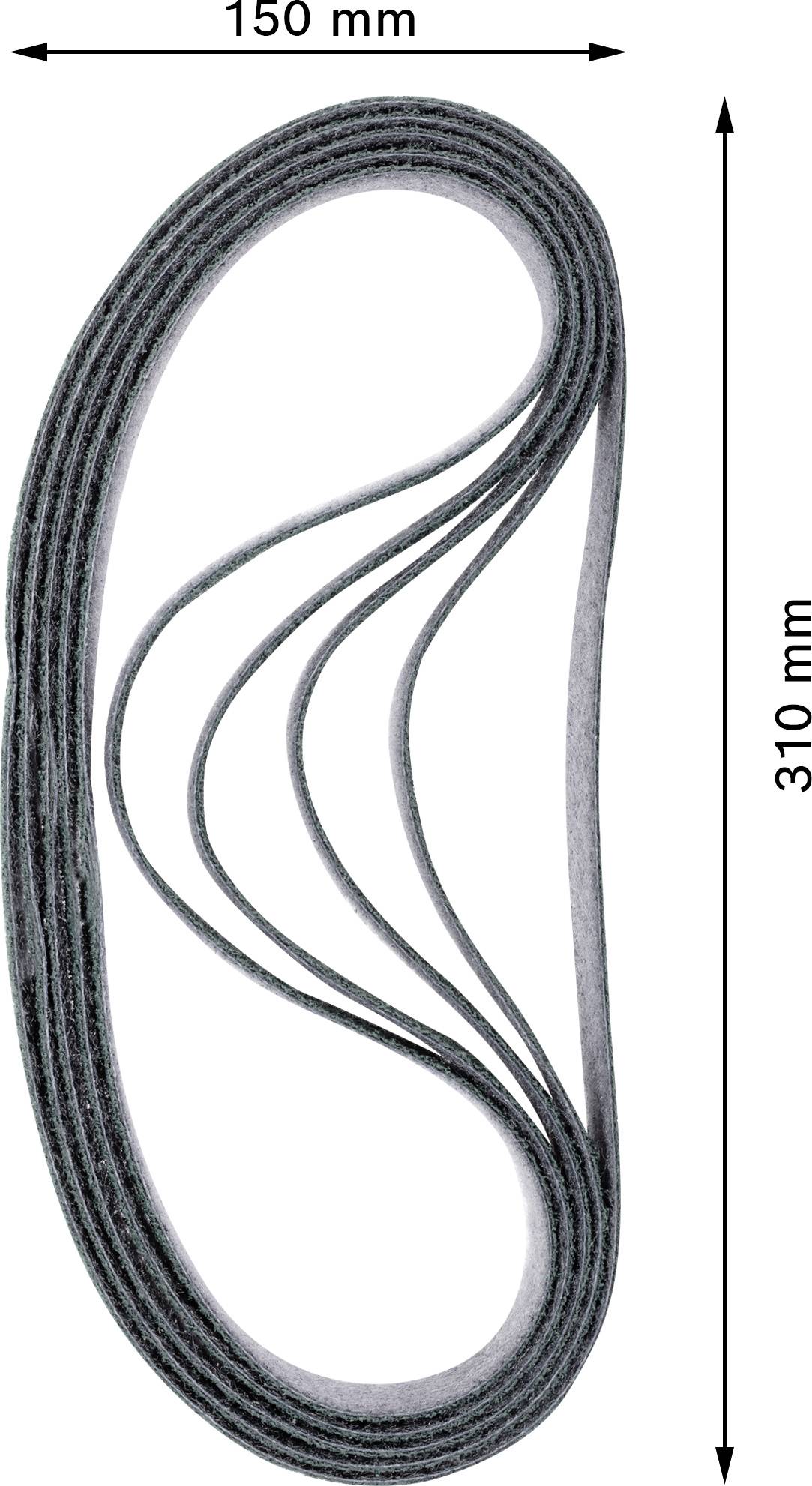 Grauer Schleifgürtel in ovaler Form, 150 mm breit und 310 mm lang.