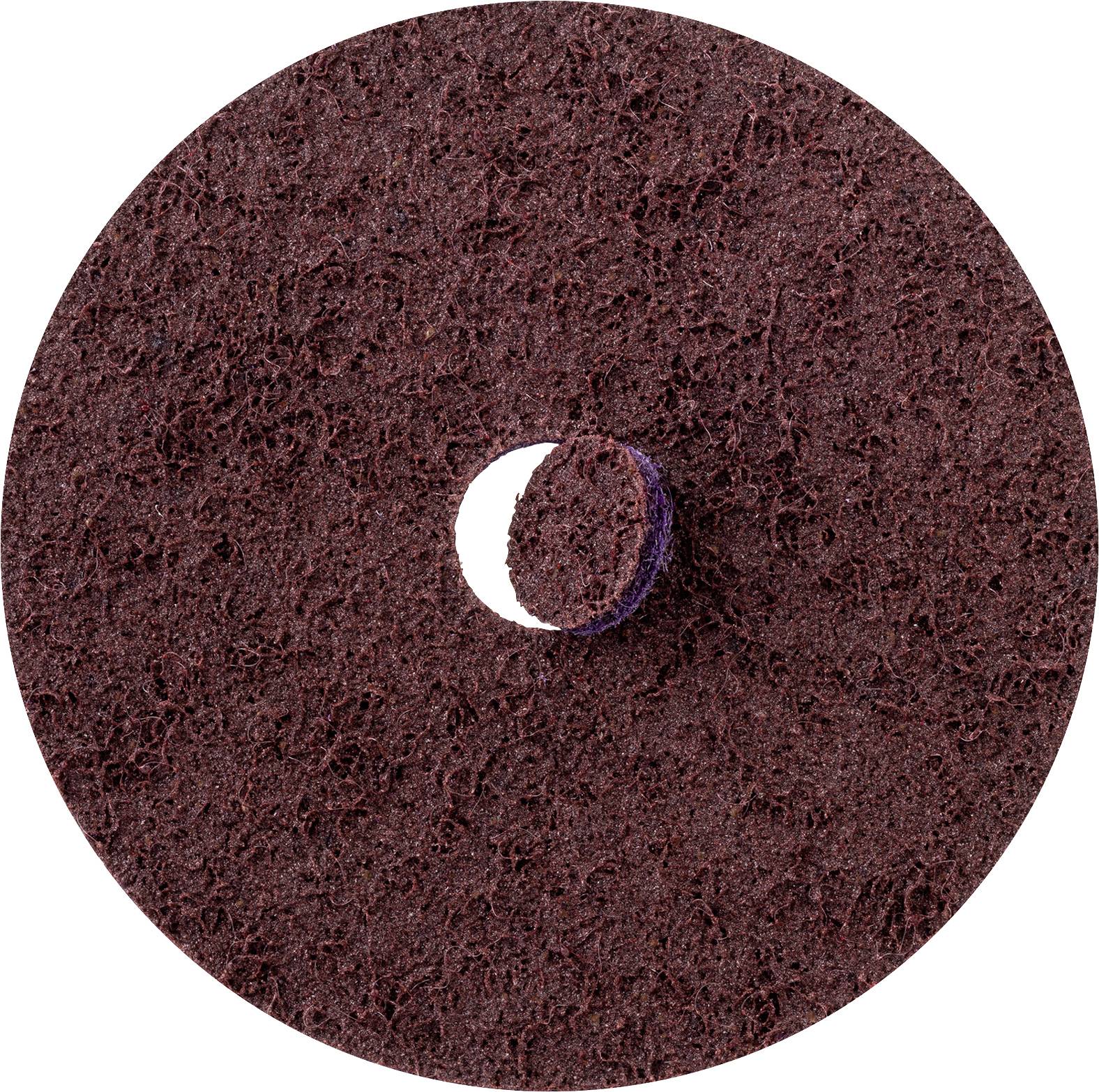 Braune, runde Reinigungsscheibe in Draufsicht, mit strukturierter Oberfläche und Loch in der Mitte, für Bodenreinigung geeignet.