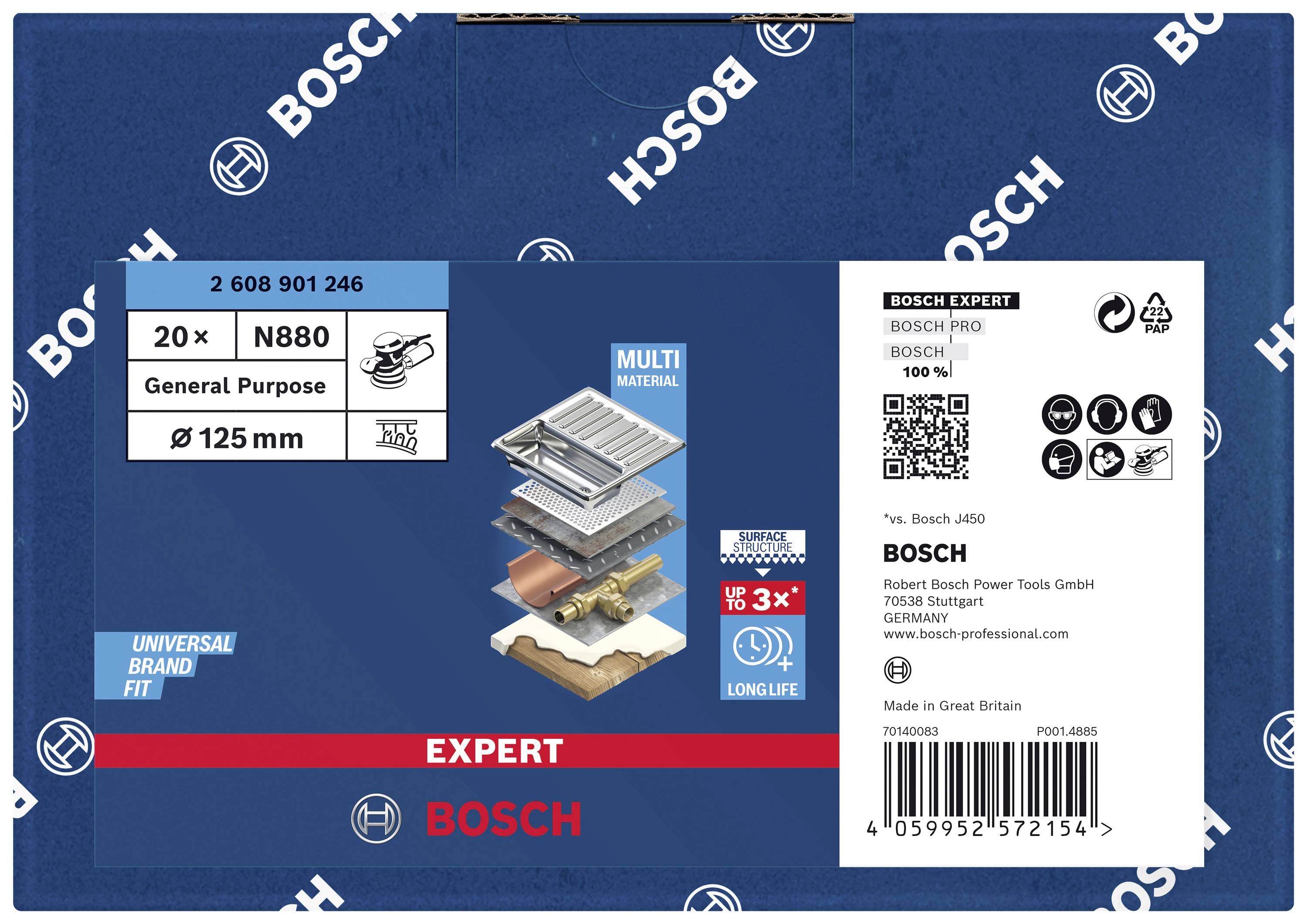 Bosch Accessories 2608901246 EXPERT N880 Vliesscheibe für Exzenterschleifer 125 mm Mehrzweck XS