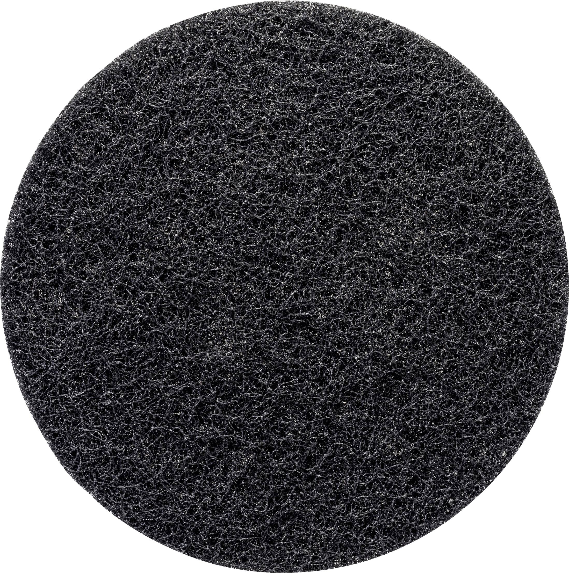 Ein ovaler, schwarzer Reinigungsschwamm aus rauem Material. Ideal zum Entfernen hartnäckiger Flecken.