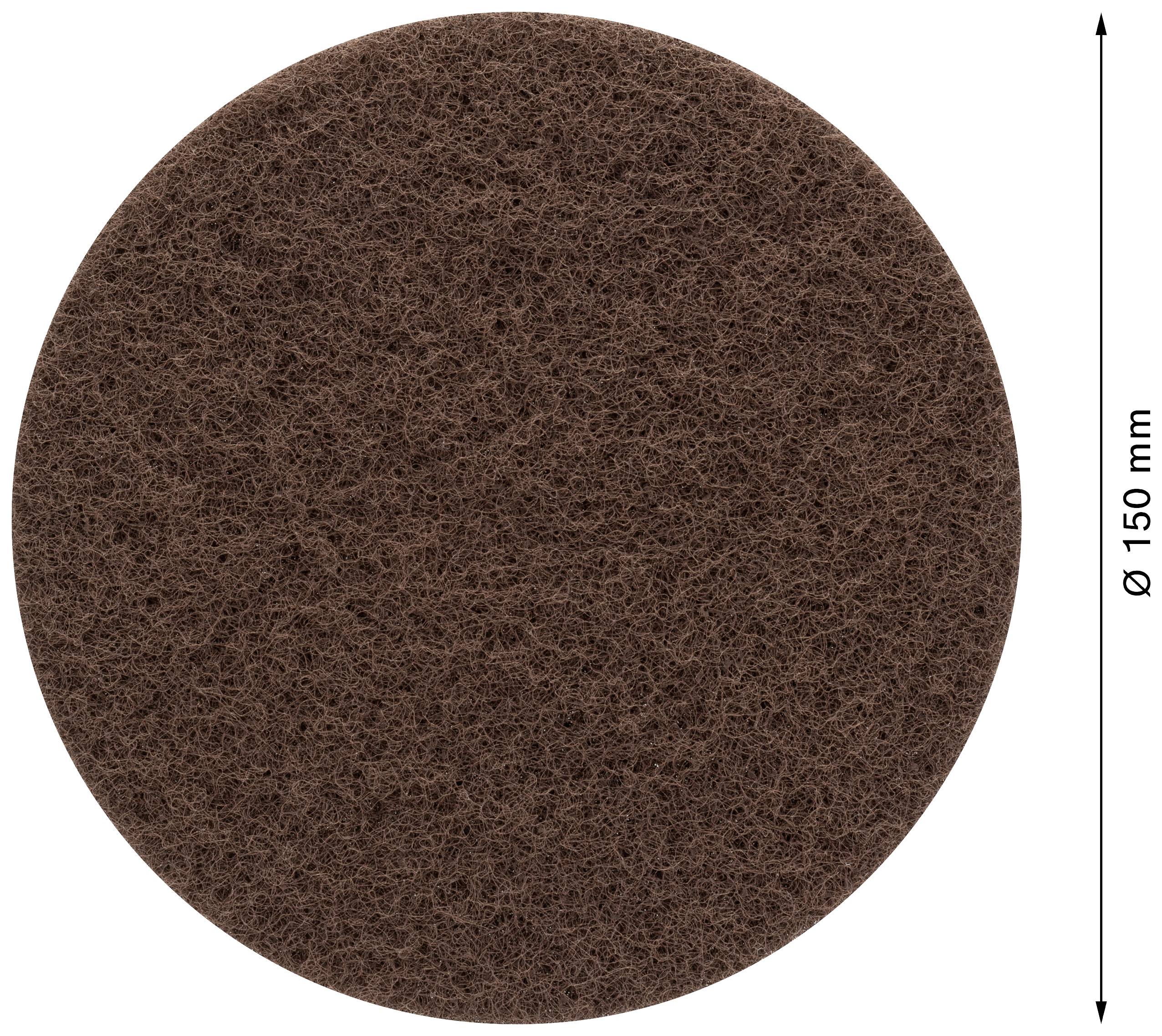 Brauner, runder Schleifpad mit einem Durchmesser von 150 mm.
