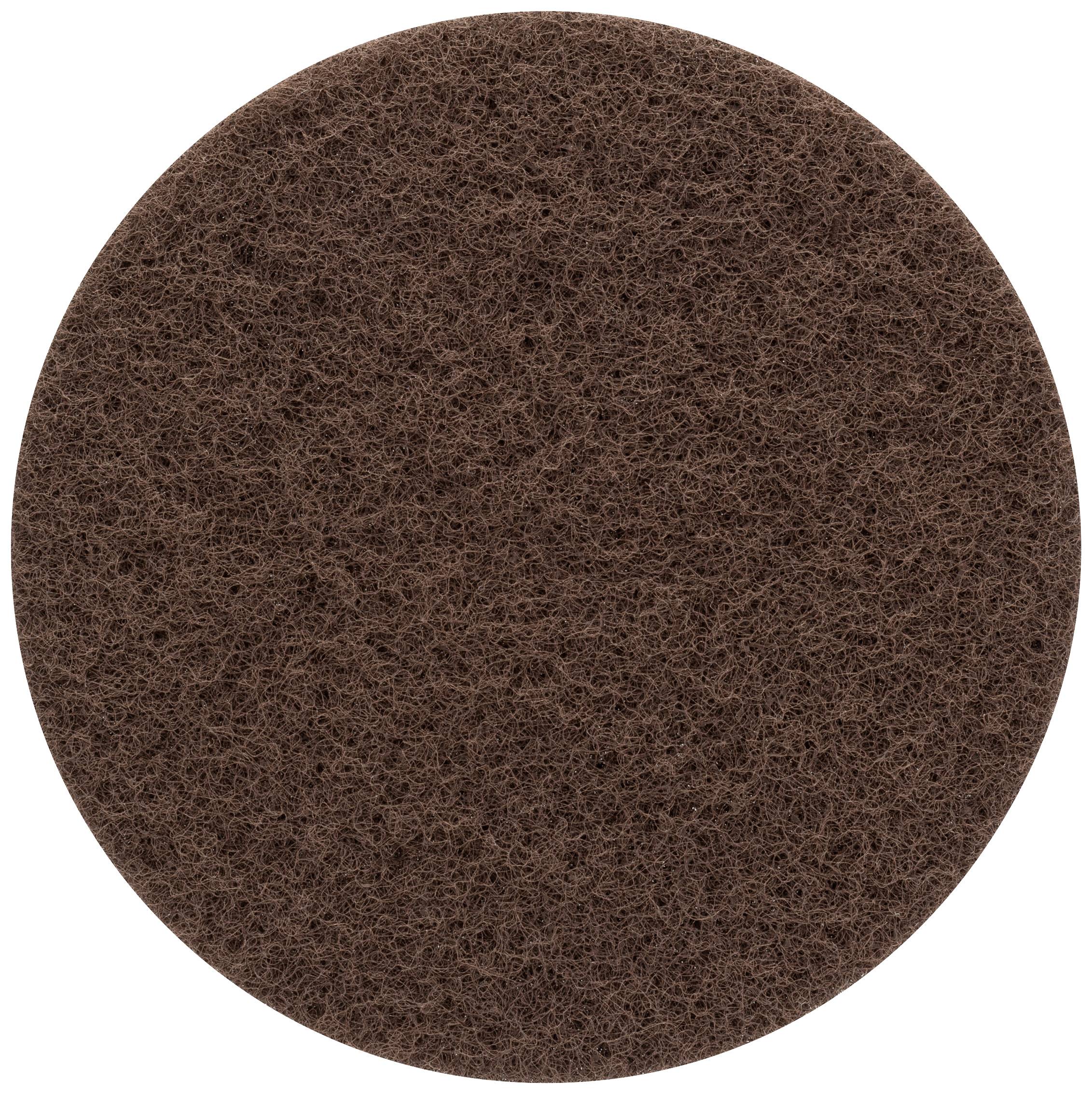 Braune Scheuerscheibe, rund, mit faseriger Textur.