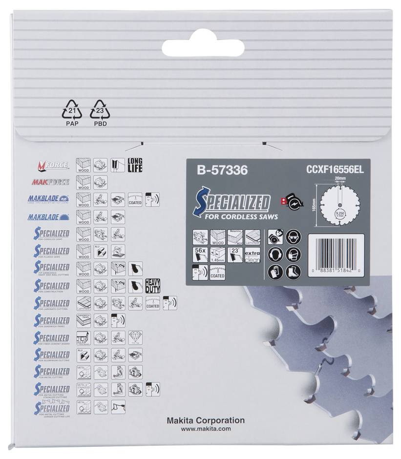 Makita B-57336 Kreissägeblatt 165 x 20 x 1.45mm Zähneanzahl: 56 1St.