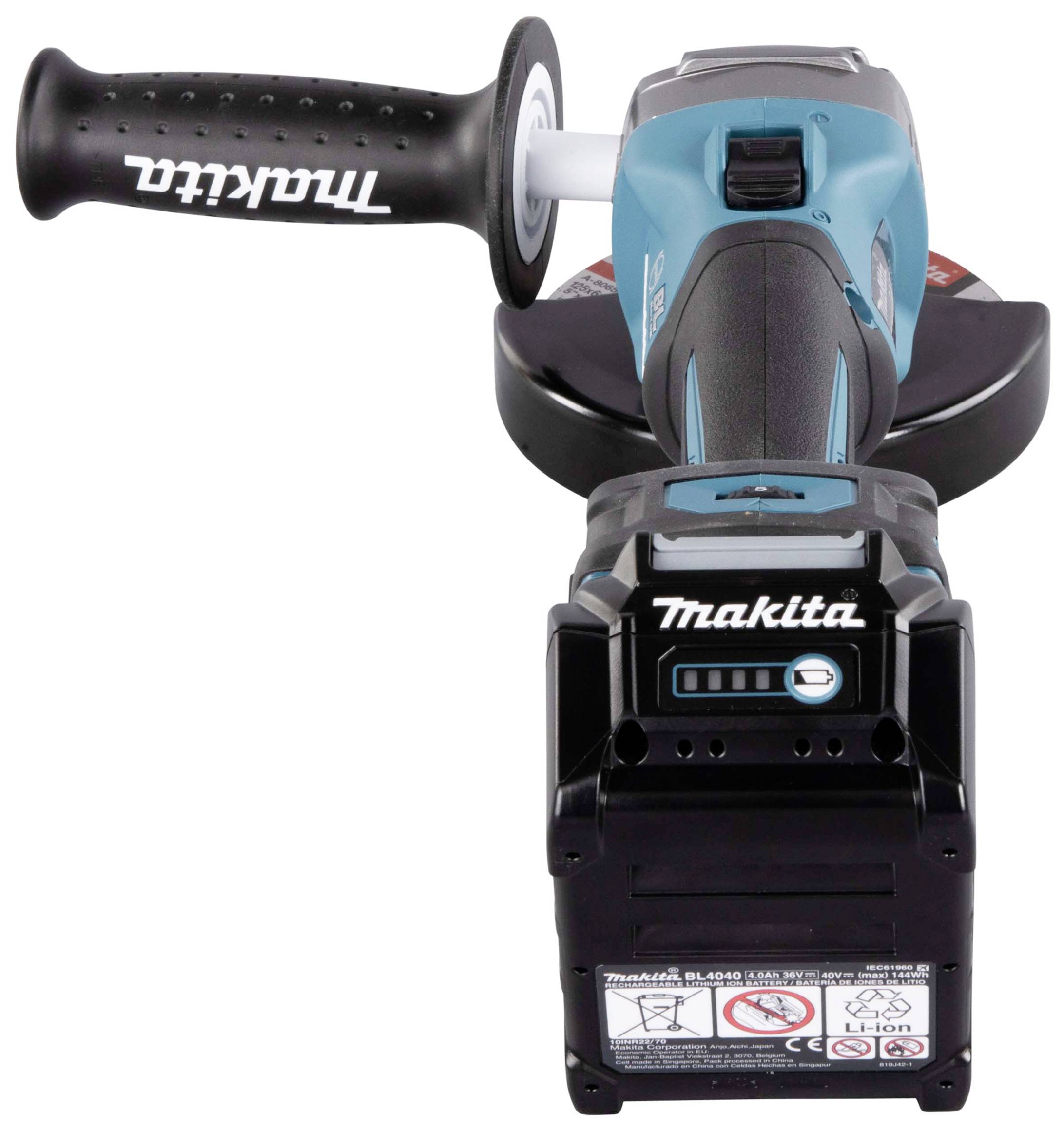 Makita GA023GM201 Akku-Winkelschleifer 125mm inkl. 2. Akku, inkl. Ladegerät, inkl. Koffer 40V 4Ah
