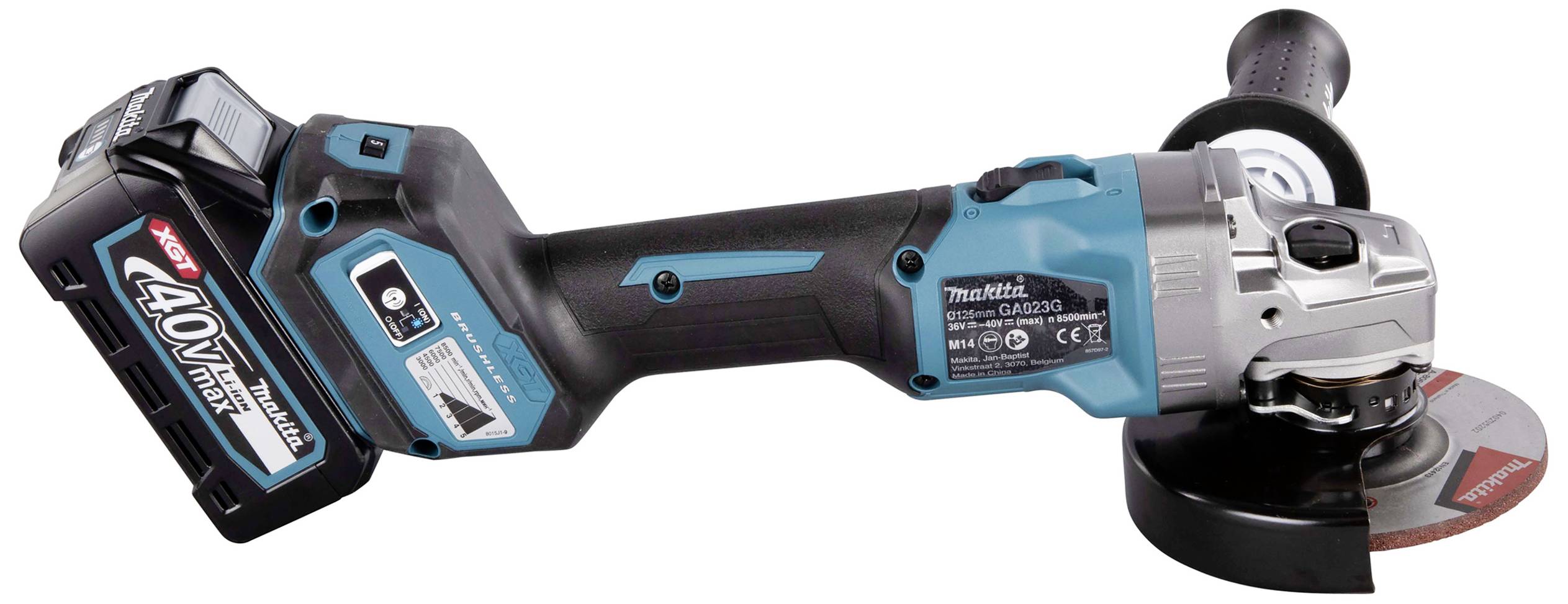 Makita GA023GM201 Akku-Winkelschleifer 125mm inkl. 2. Akku, inkl. Ladegerät, inkl. Koffer 40V 4Ah