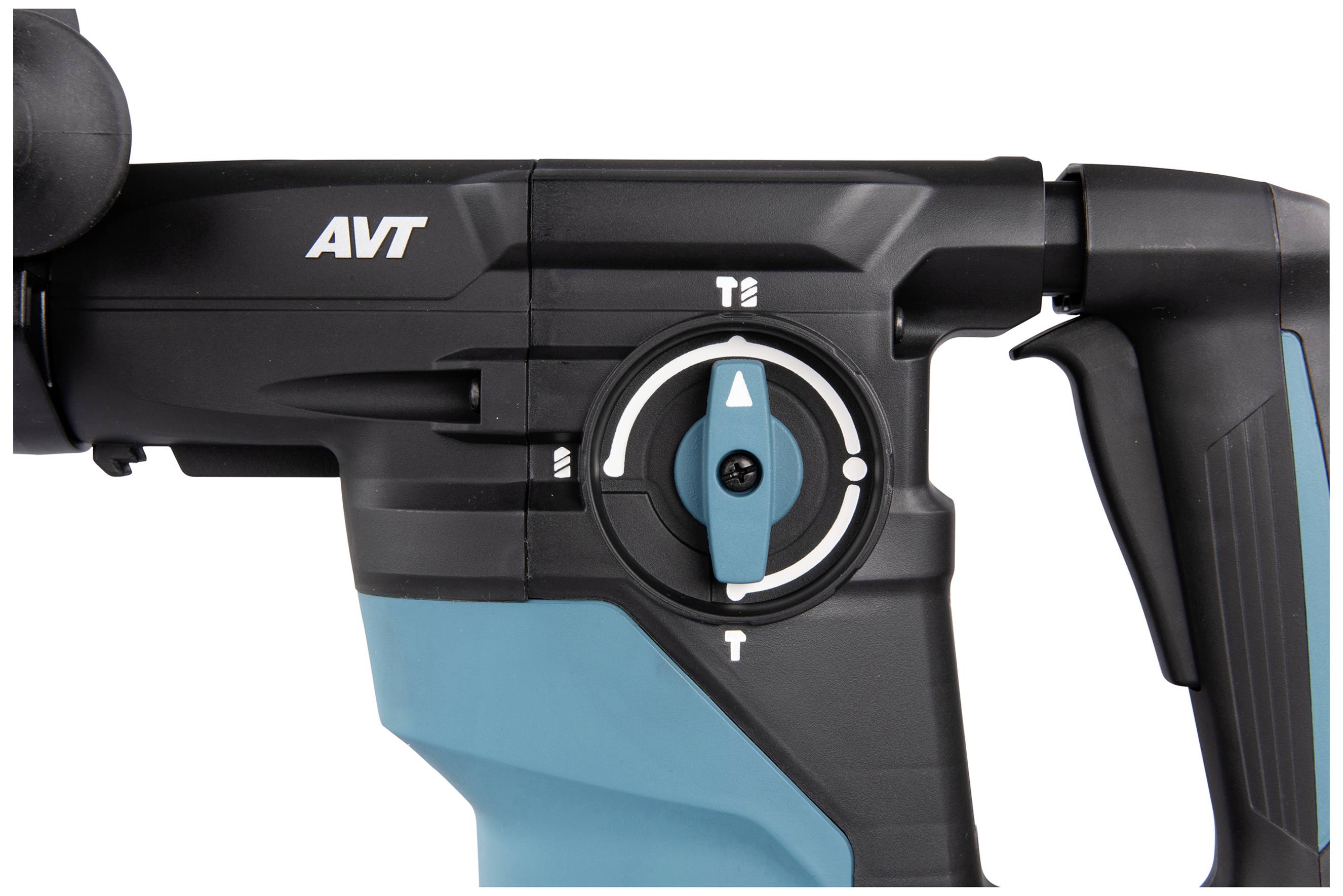 Nahaufnahme eines blauen und schwarzen elektromechanischen Werkzeugs mit einem Drehknopf, der verschiedene Einstellungen zeigt.