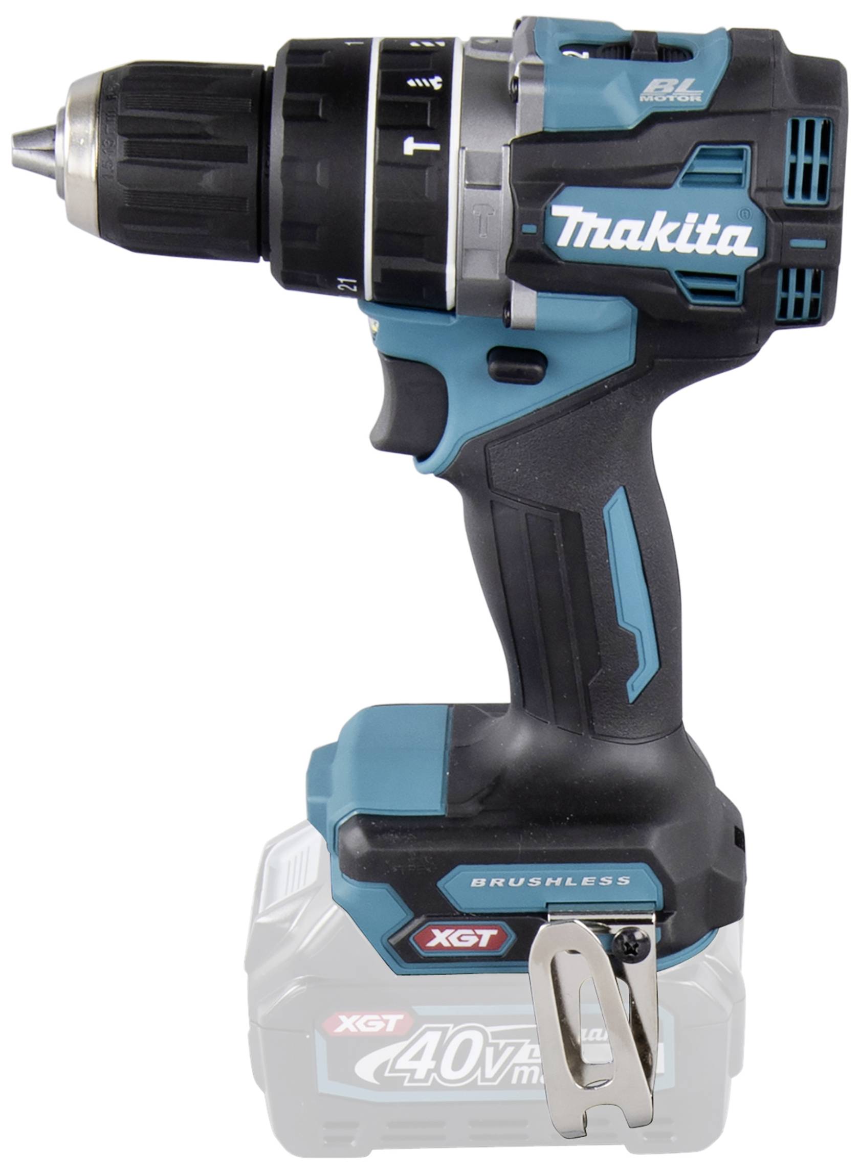 Akku-Bohrschrauber mit ergonomischem Griff und drehbarem Bohrfutter. Marke deutlich sichtbar auf dem Gehäuse.