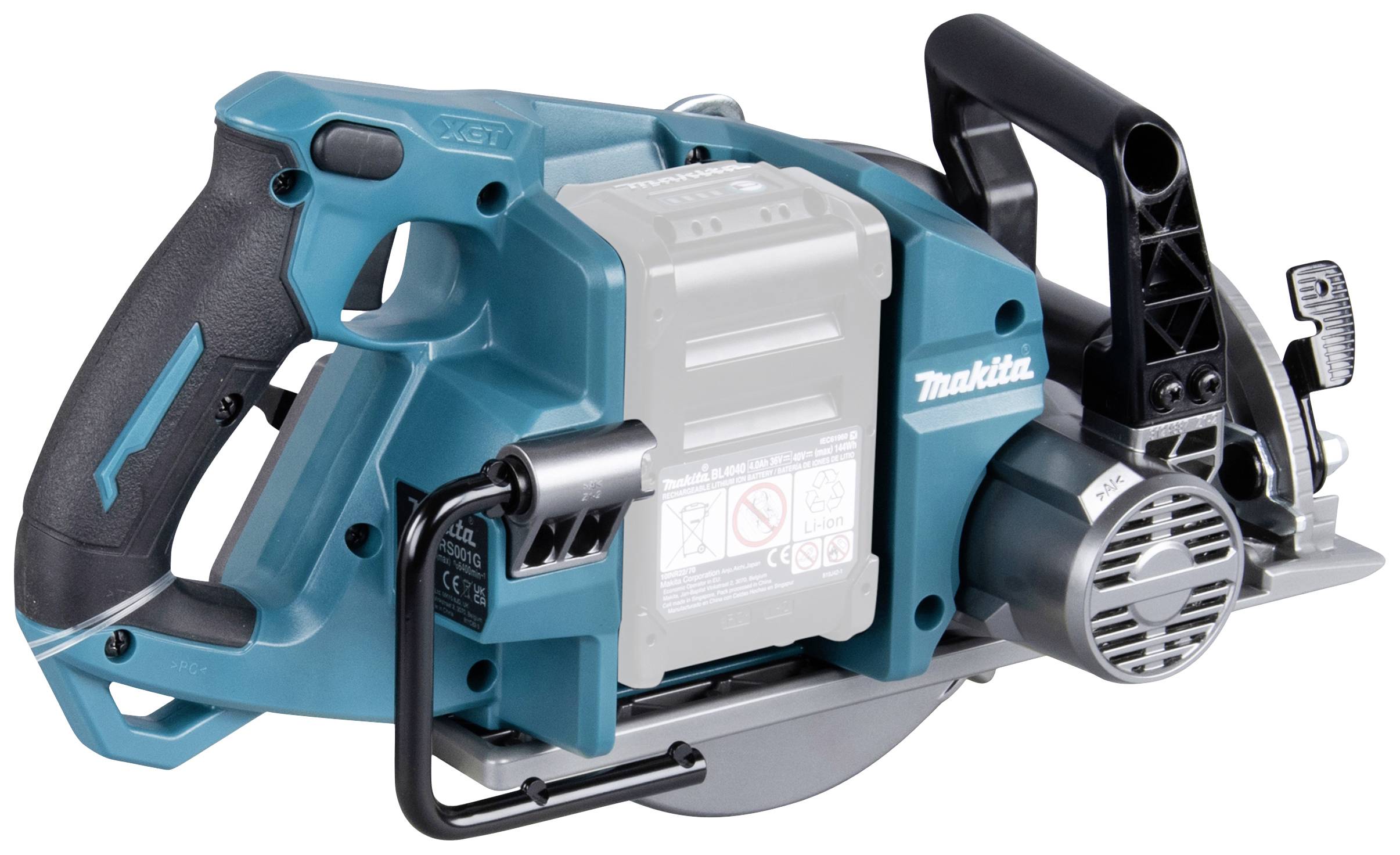 Eine elektrische Handkreissäge mit blauem Gehäuse und schwarzem Griff, geeignet für präzises Schneiden von Holz und anderen Materialien.