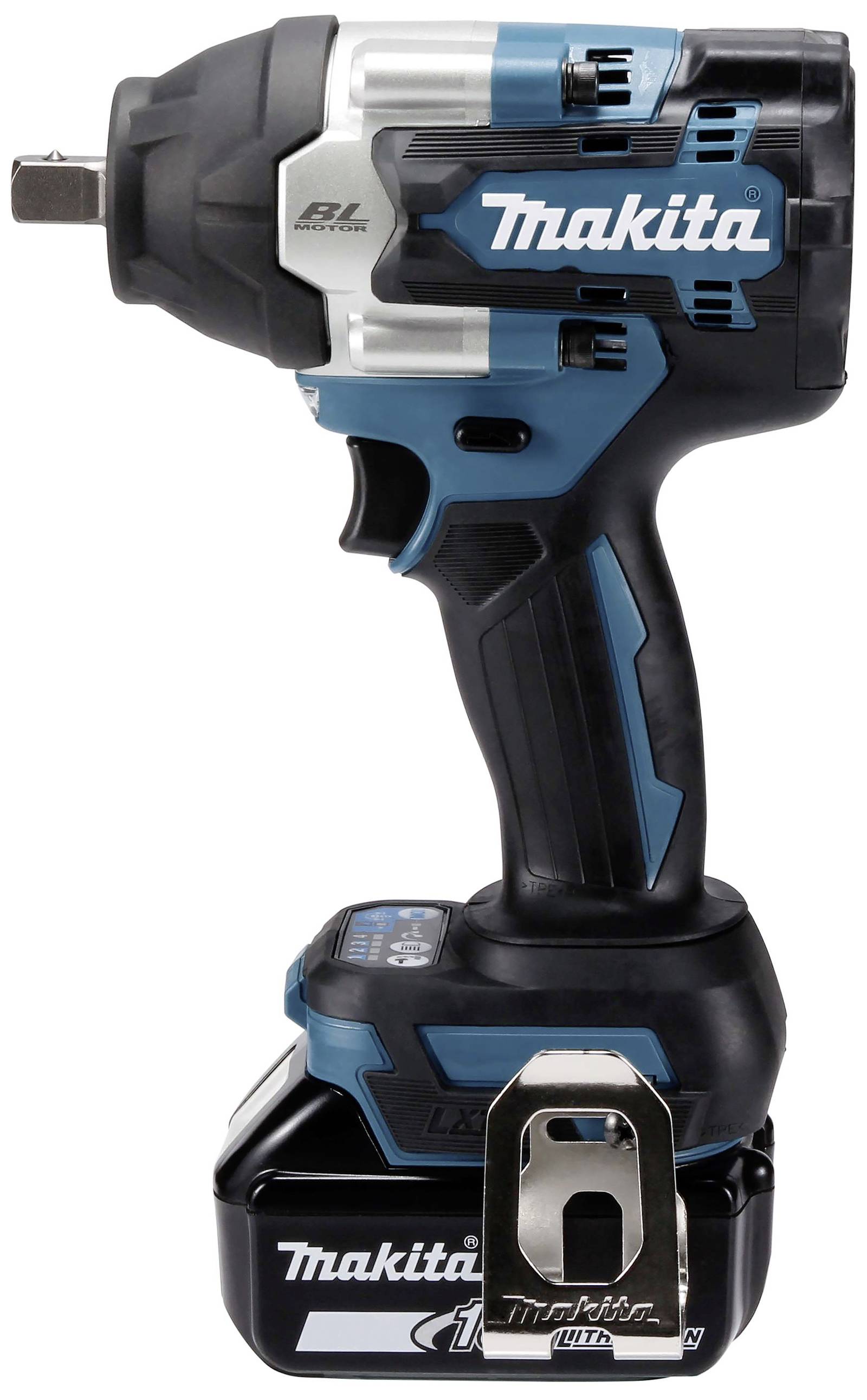 Akkuschlagschrauber in Blau und Schwarz von einer Marke. Gerät mit robustem Design für Schraub- und Montagearbeiten.