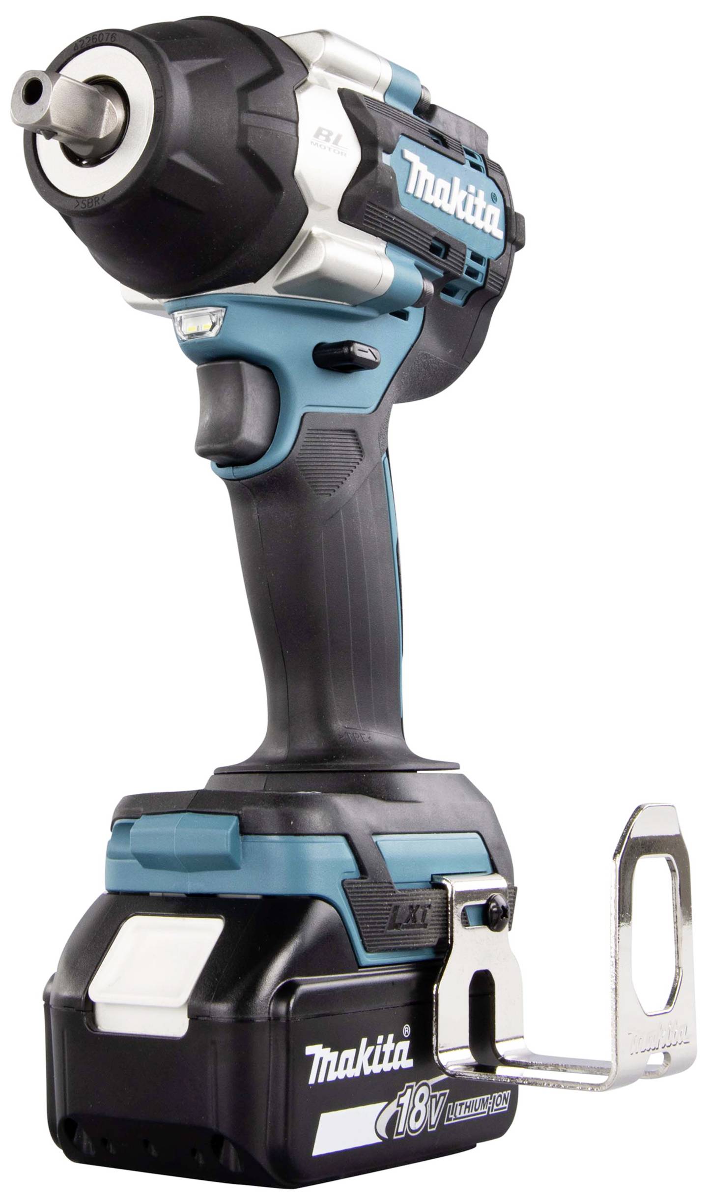 Akkuschlagschrauber in Blau und Schwarz. Markenname sichtbar. Gerät steht aufrecht auf einem weißen Hintergrund.