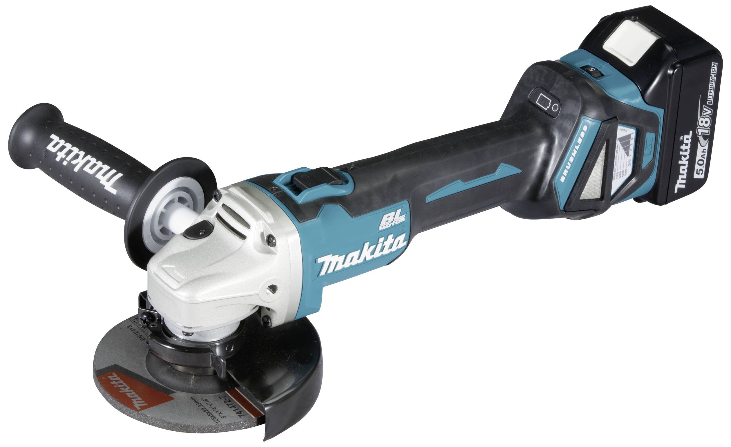 Makita DGA511RTJ Akku-Winkelschleifer 125 mm inkl. 2. Akku, inkl. Ladegerät, inkl. Koffer 18 V 5 Ah