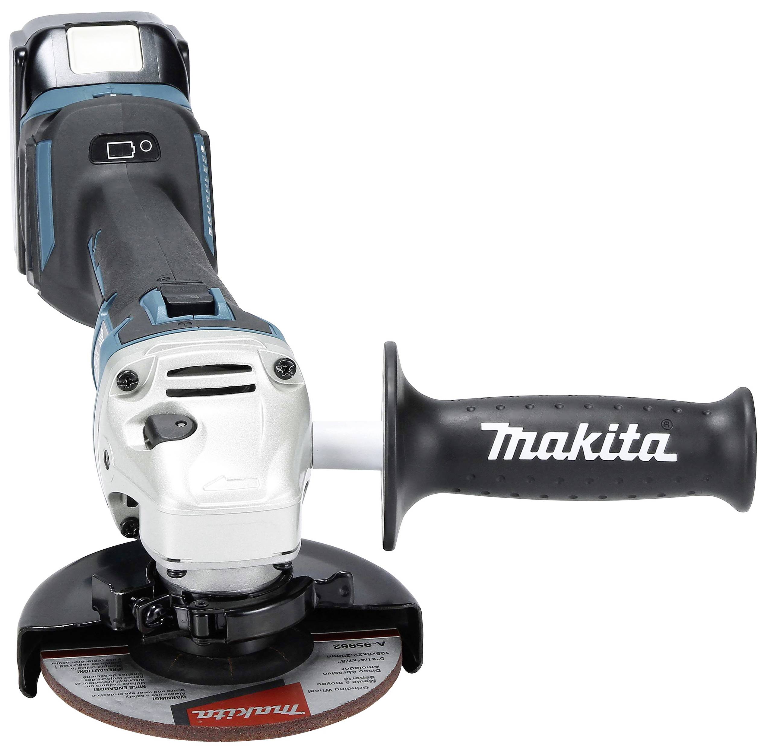Makita DGA511RTJ Akku-Winkelschleifer 125 mm inkl. 2. Akku, inkl. Ladegerät, inkl. Koffer 18 V 5 Ah