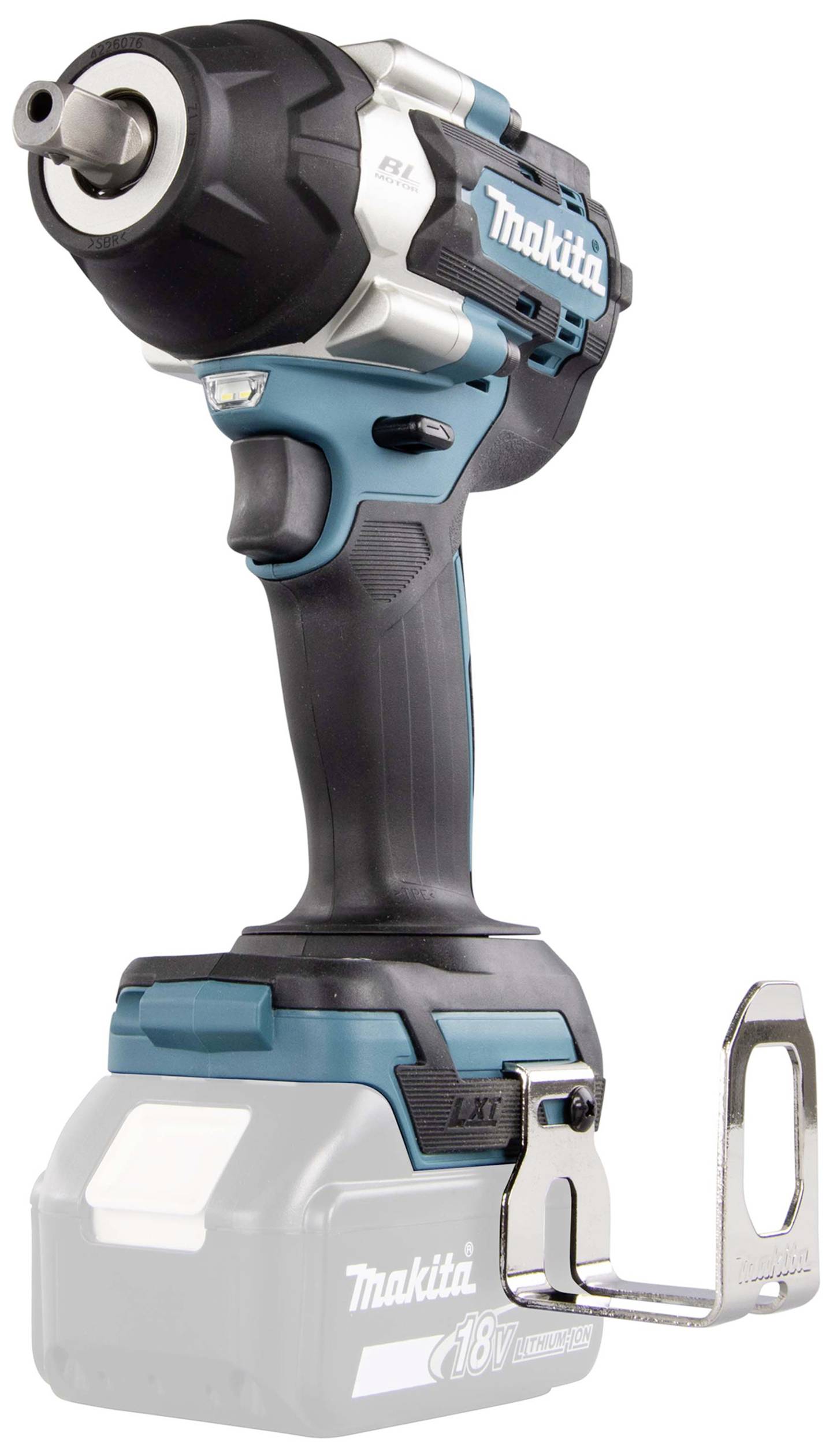 Akkuschlagschrauber mit ergonomischem Griff, blau-schwarzem Gehäuse und 18V Lithium-Ionen-Akku. Ideal für Schraubarbeiten.
