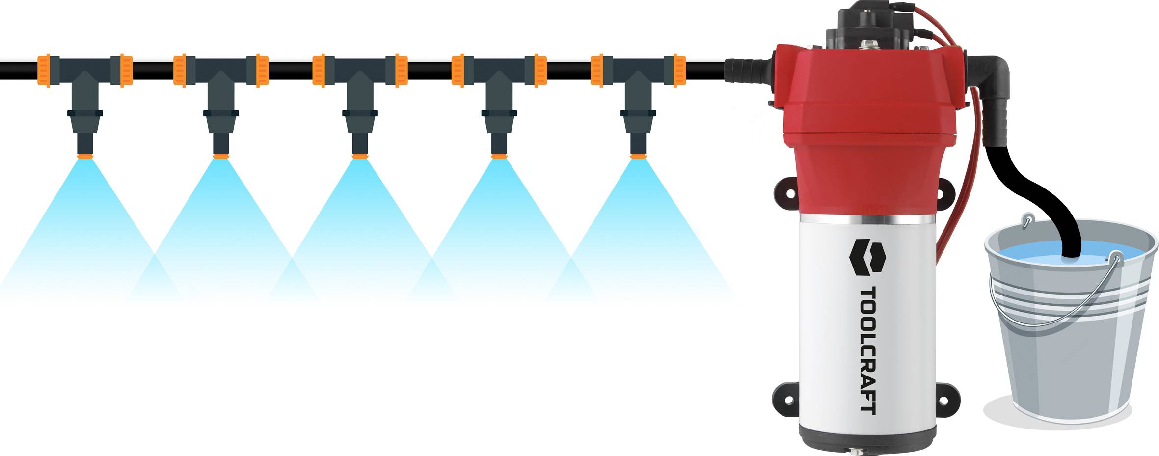 TOOLCRAFT TO-7159158 Niedervolt-Druckwasserpumpe 1020 l/h 12 V/DC