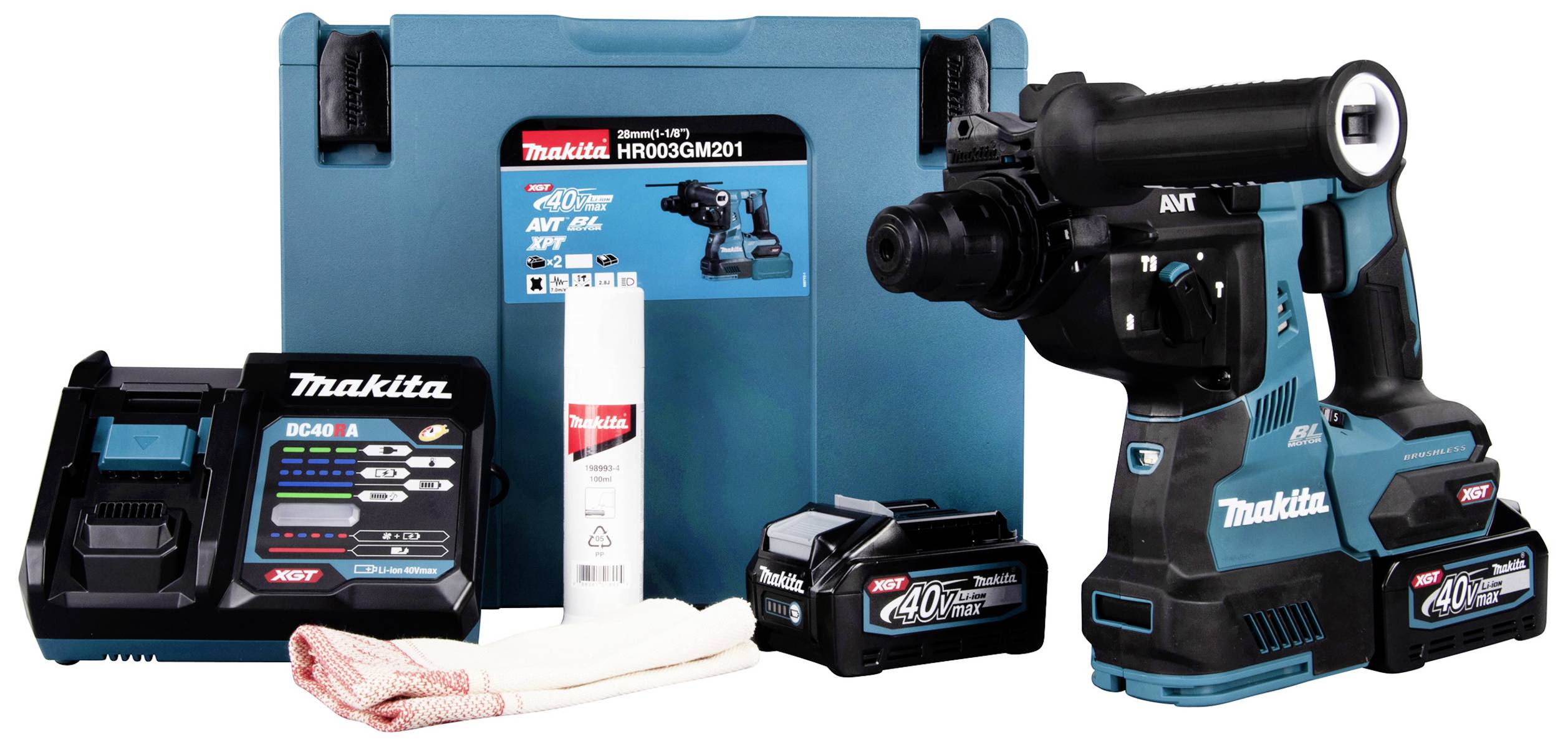 Makita SDS-Plus-Akku-Kombihammer 40V 4Ah Li-Ion inkl. Ladegerät, inkl. 2. Akku, inkl. Koffer
