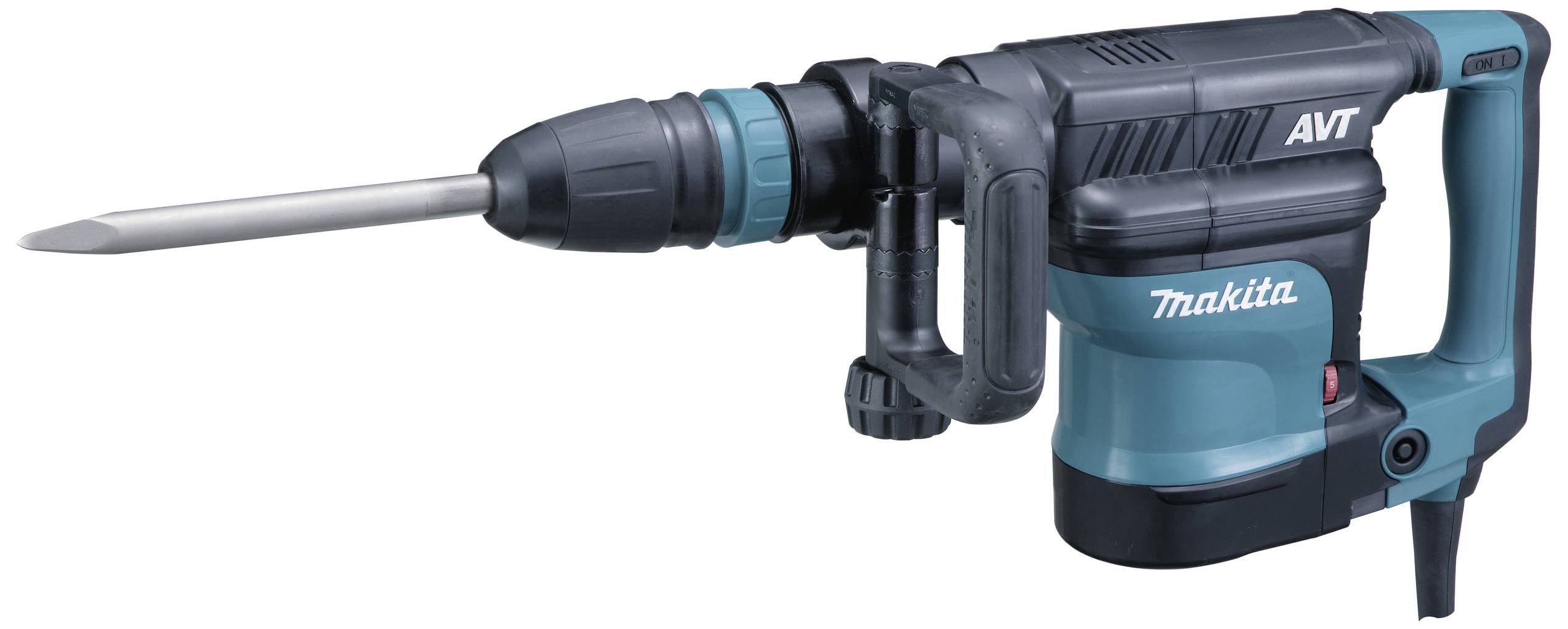 Elektro-Meißelhammer von Makita in Blau-Schwarz. Geeignet für schwere Abbrucharbeiten. Ergonomisches Design mit stoßdämpfender Technologie.