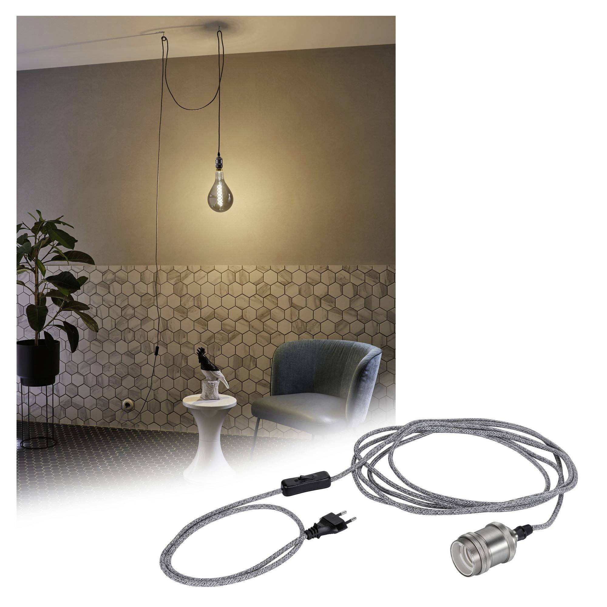 Paulmann 79771 Pendelleuchte E27 Grau, Nickel