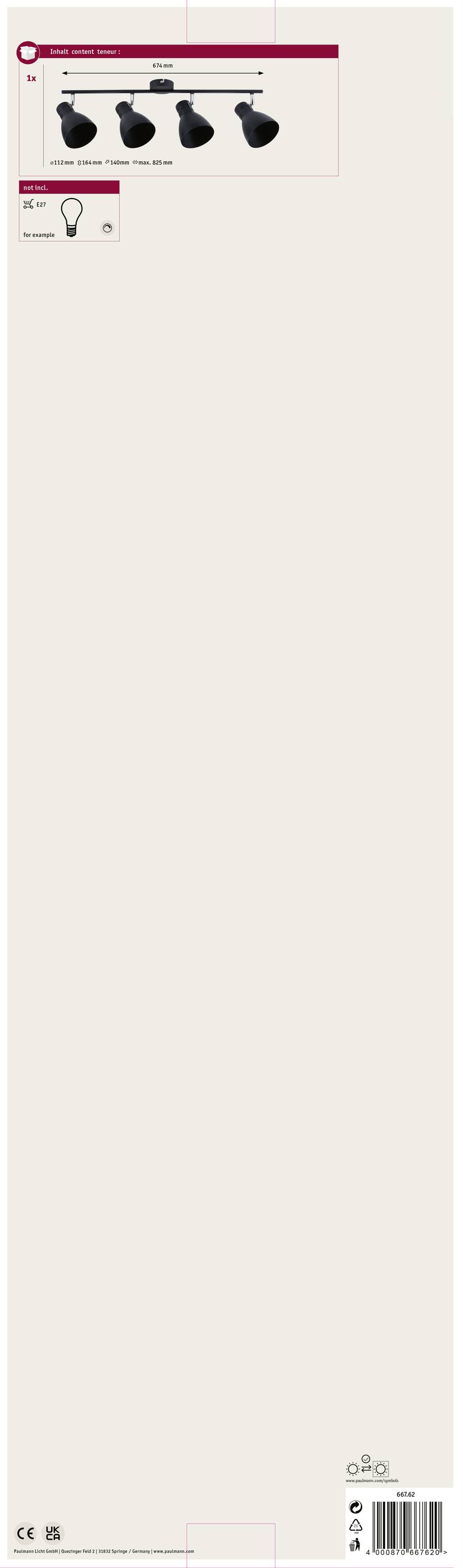 Paulmann 66762 Deckenstrahler E27 Schwarz