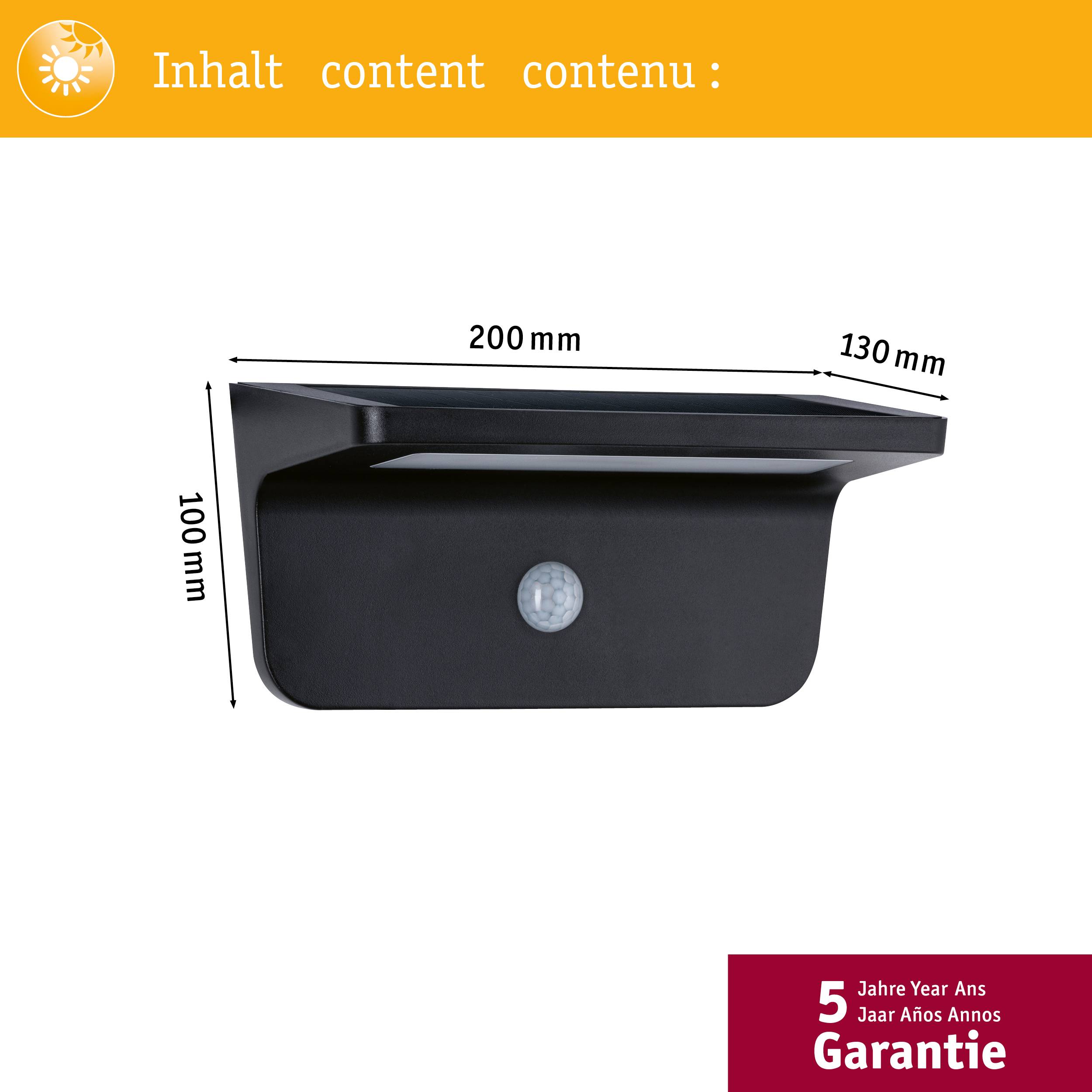 Paulmann 94505 Cyrus Solar-Außenwandleuchte Warmweiß Anthrazit