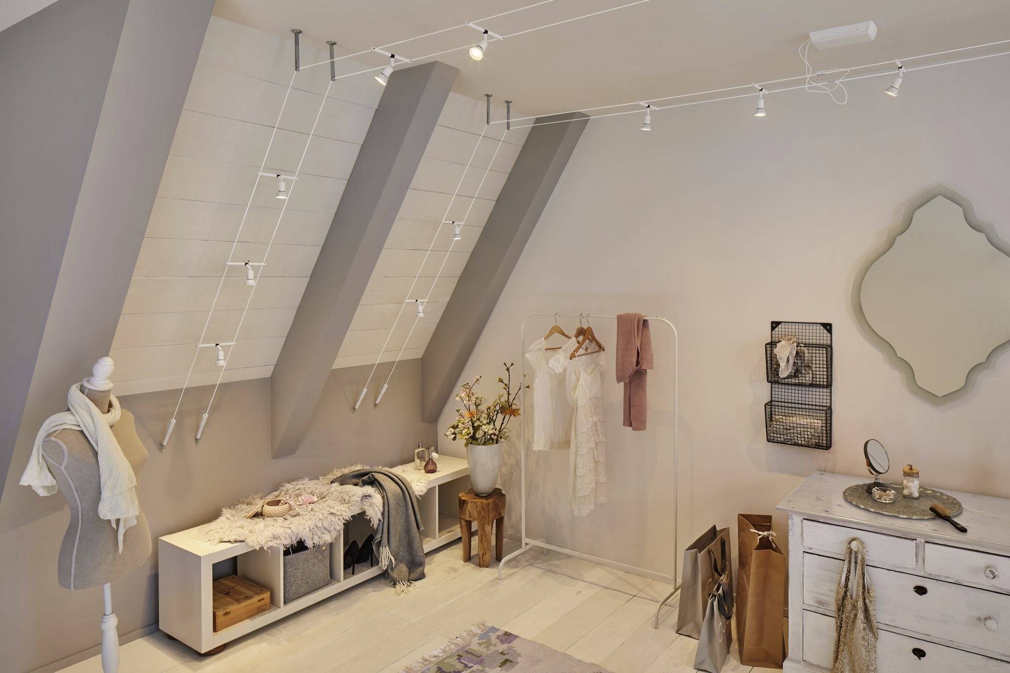 Paulmann 94458 Seil-Komplettsystem GU5.3 Weiß (matt), Chrom