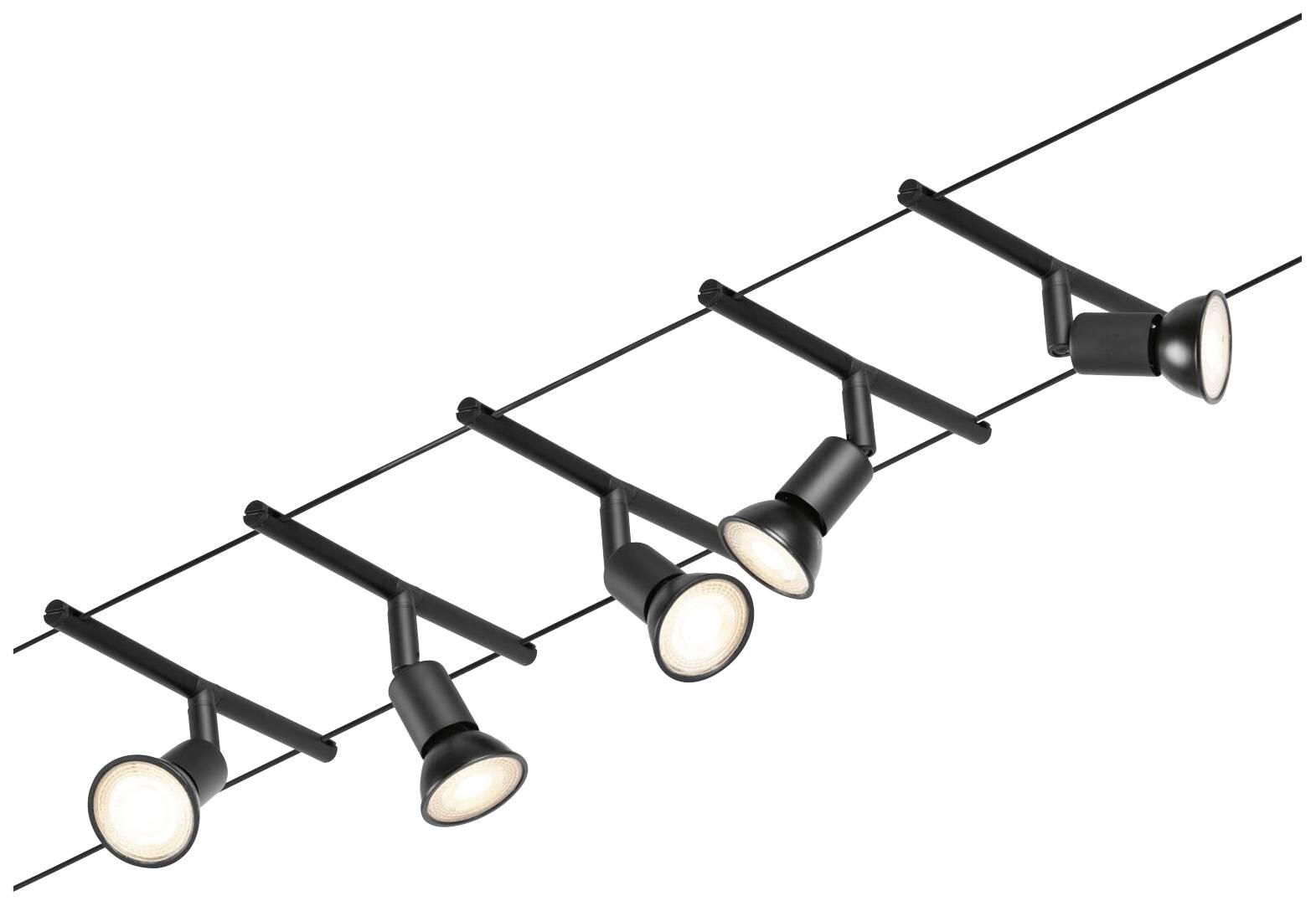 Paulmann 94446 Seil-Komplettsystem GU5.3 Schwarz (matt), Chrom