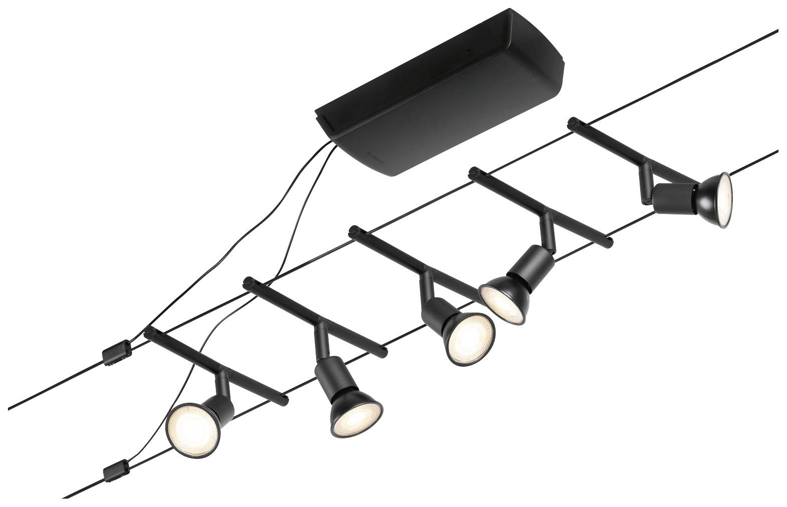 Paulmann 94446 Seil-Komplettsystem GU5.3 Schwarz (matt), Chrom