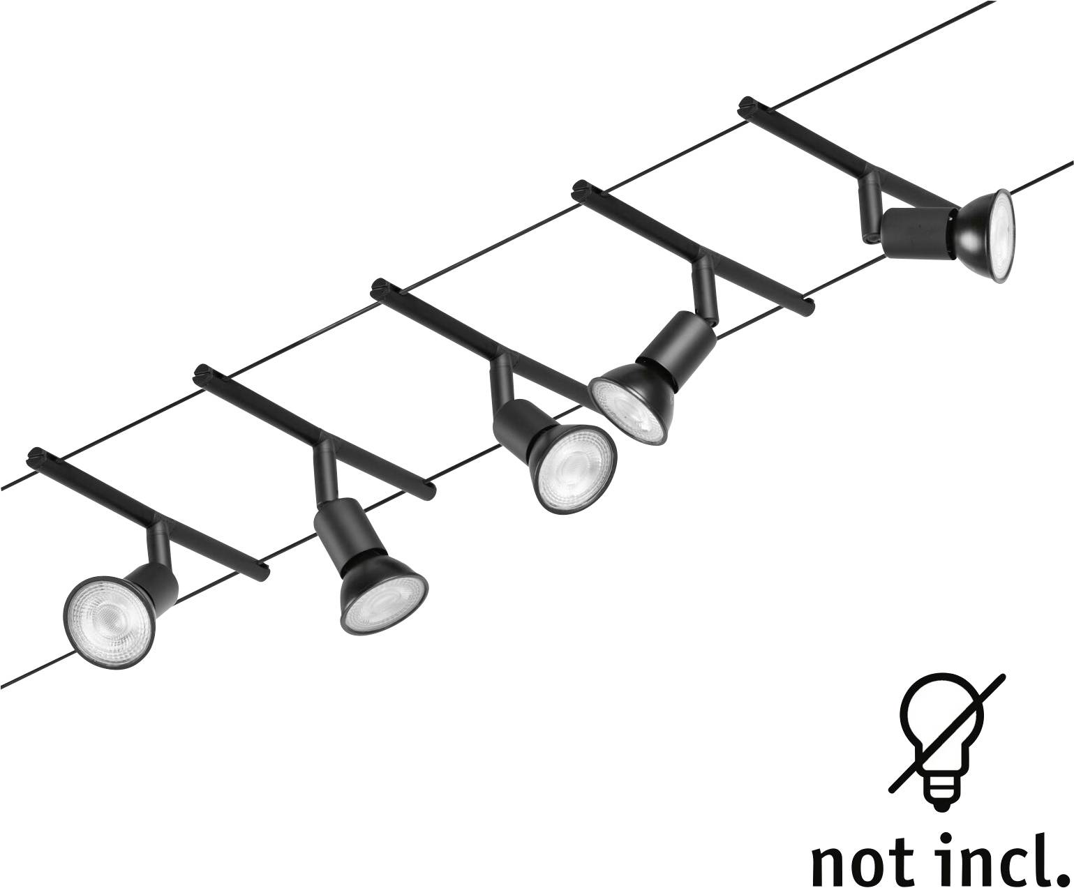 Paulmann 94446 Seil-Komplettsystem GU5.3 Schwarz (matt), Chrom