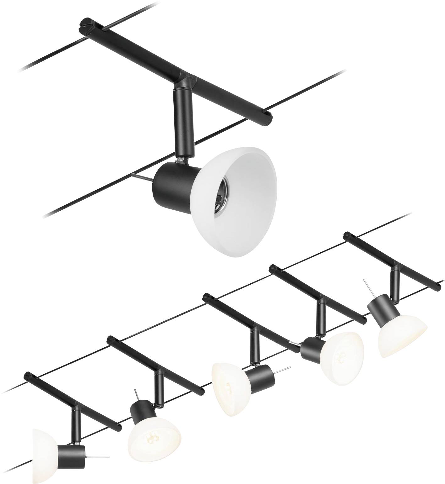 Paulmann 94450 Seil-Komplettsystem GU5.3 Schwarz (matt), Chrom