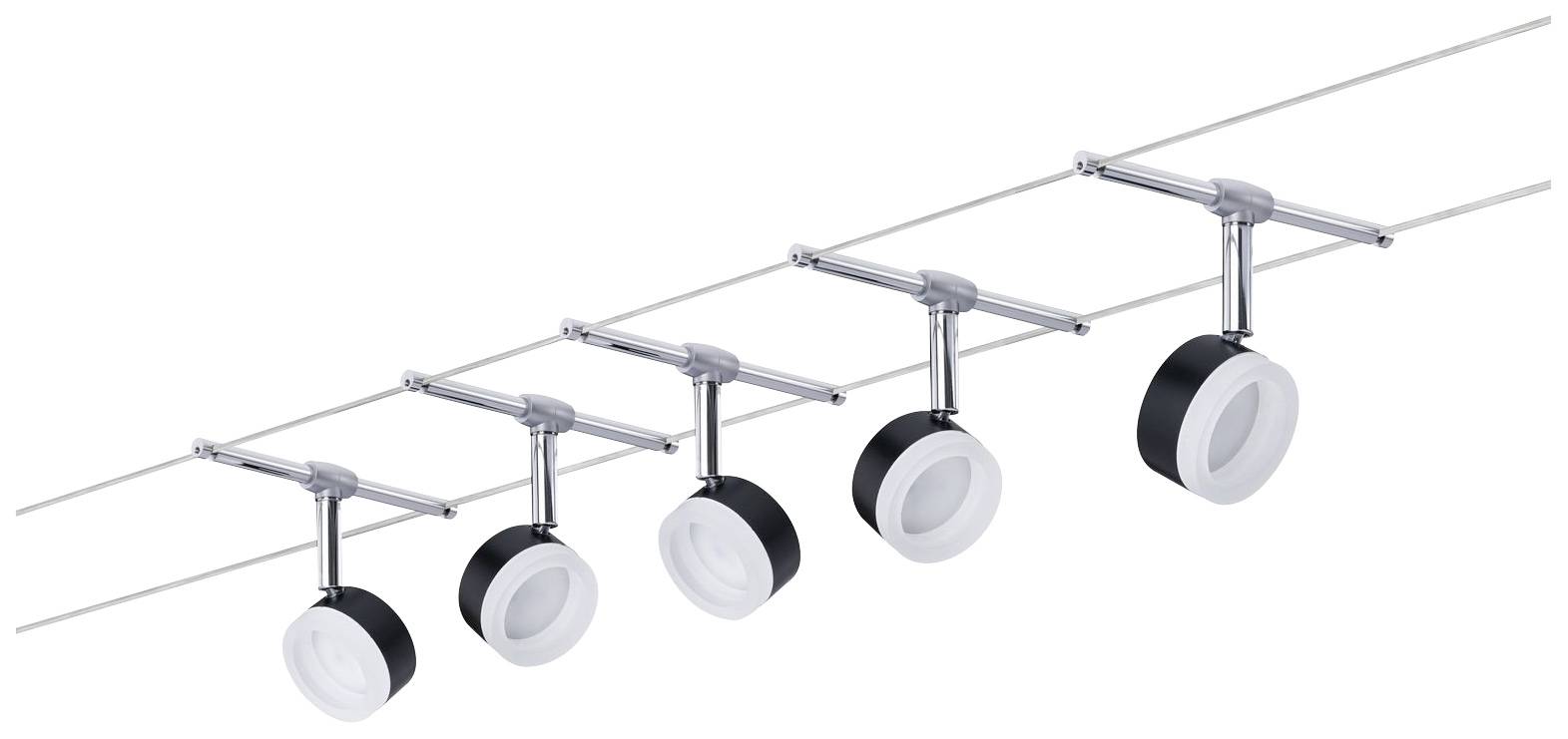 Paulmann 94457 Seil-Komplettsystem LED fest eingebaut LED Schwarz, Chrom